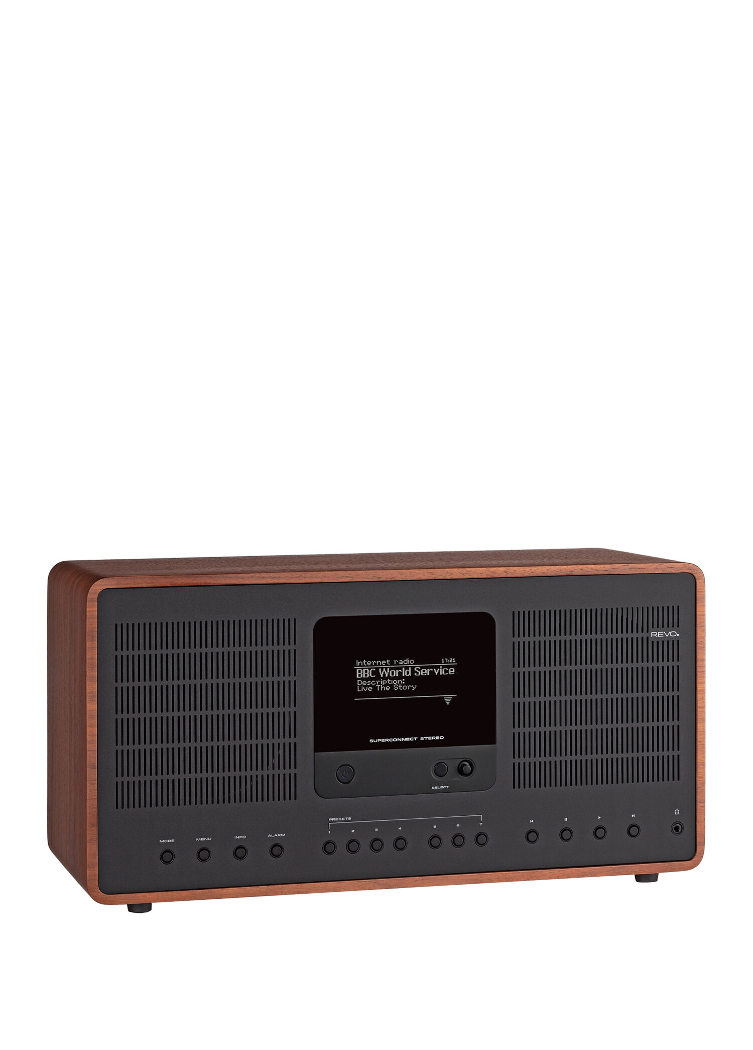 Superconnect Stereo Ceviz Siyah FM Bluetoothlu Dijital İnternet Radyosu