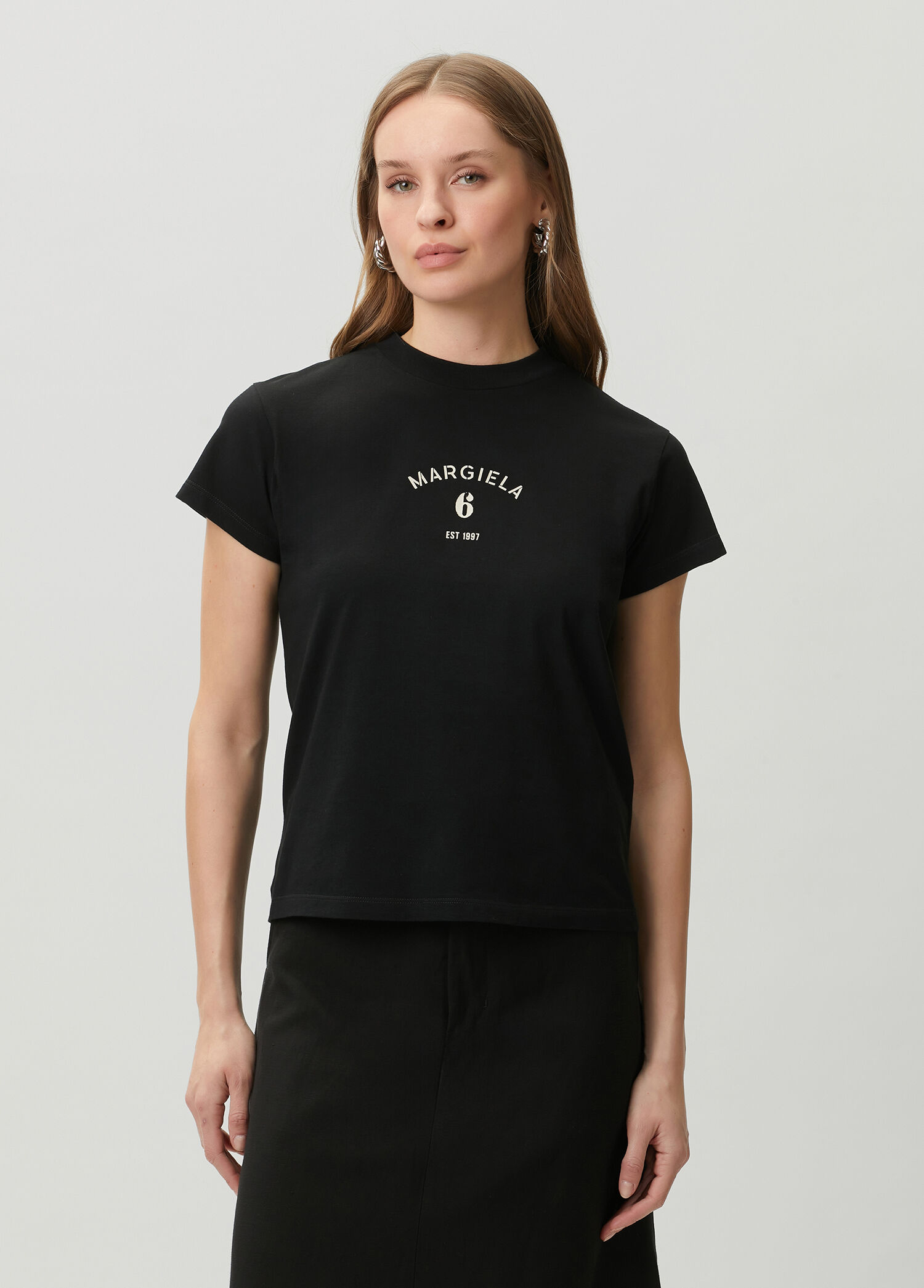 MM6 Maison Margiela Siyah Kadın Siyah Logolu T-shirt 1975524 | Beymen