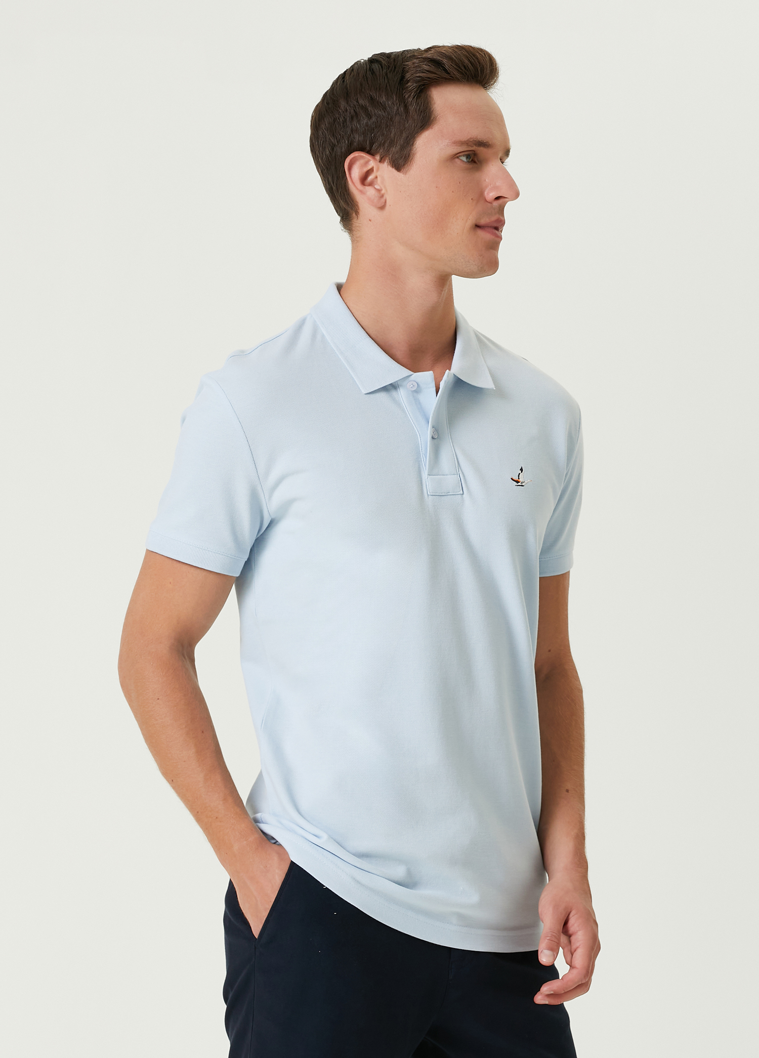 Slim Fit Açık Mavi Polo Yaka T-shirt_2