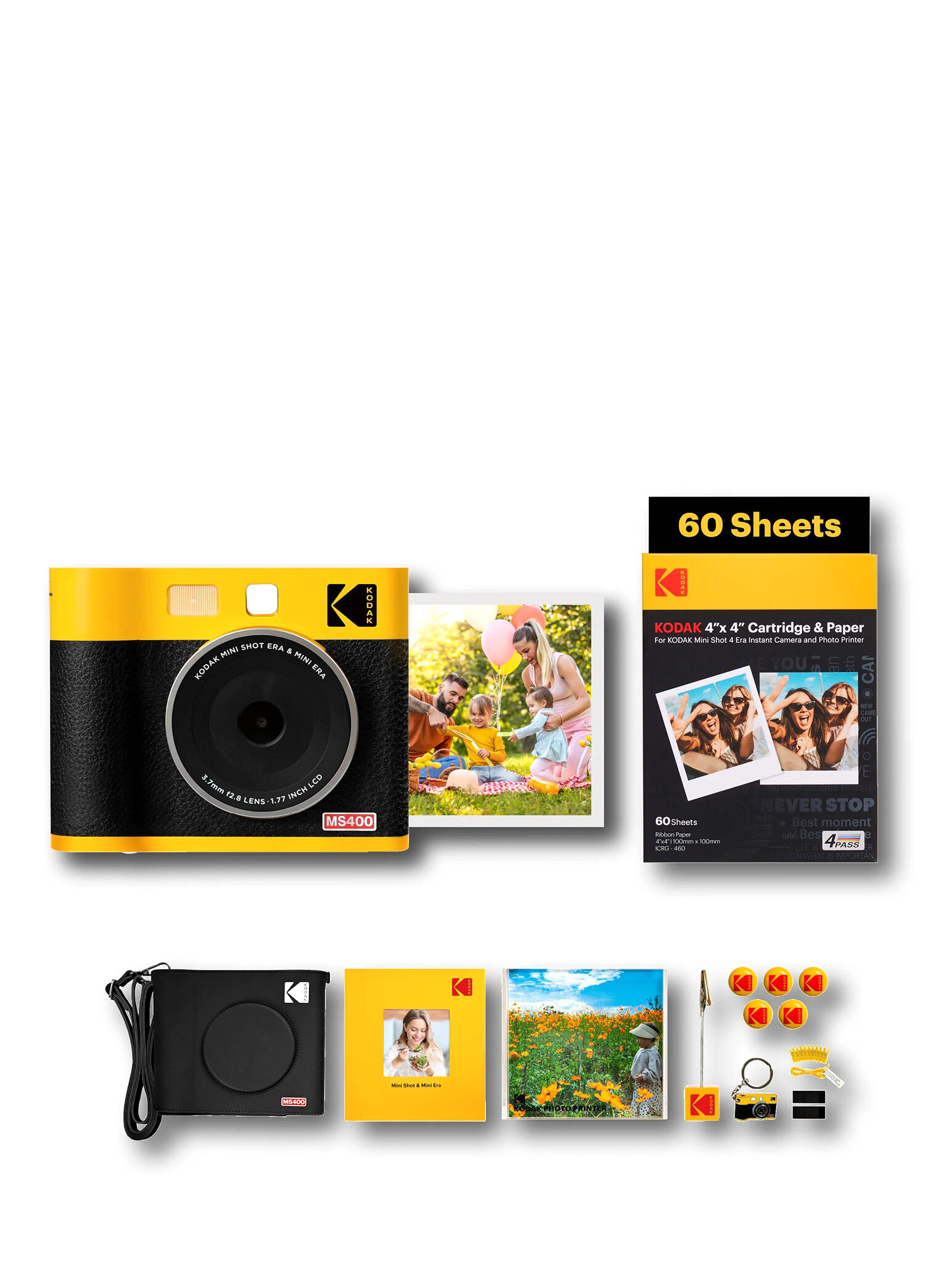 Mini Shot 4 ERA Sarı Filmli Şipşak Fotoğraf Makinesi + 60 Adet Baskı Seti Aksesuar Kiti