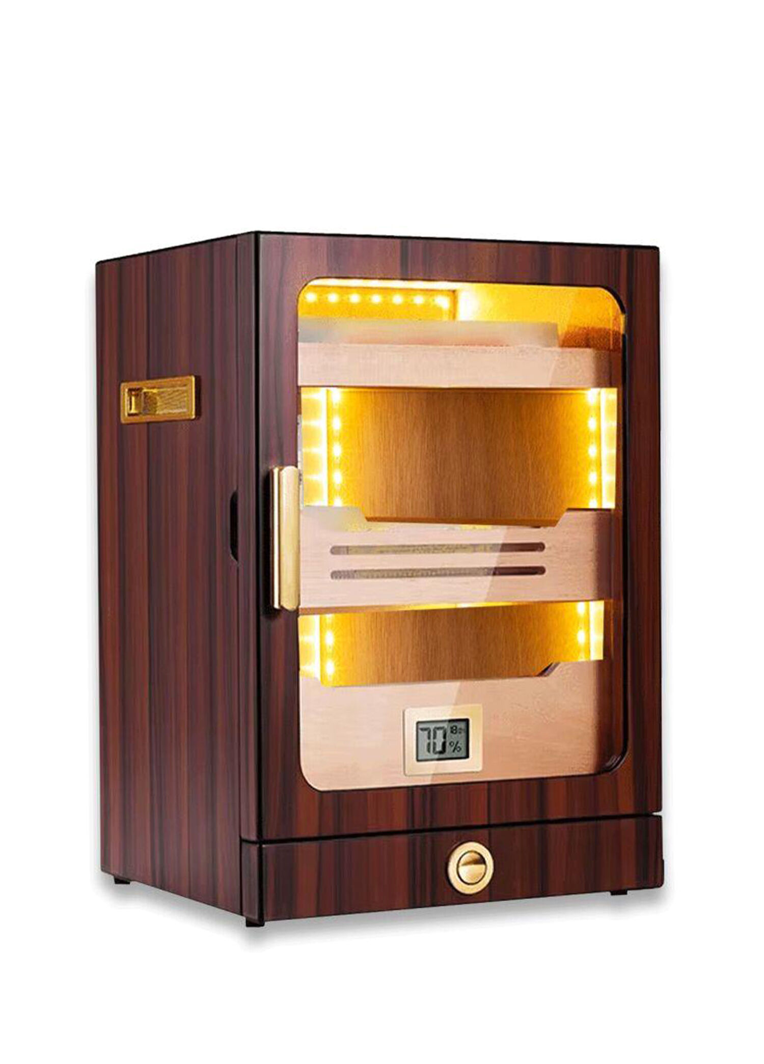Humidor Ceviz 200's Camlı Işıklı Puro Kutusu