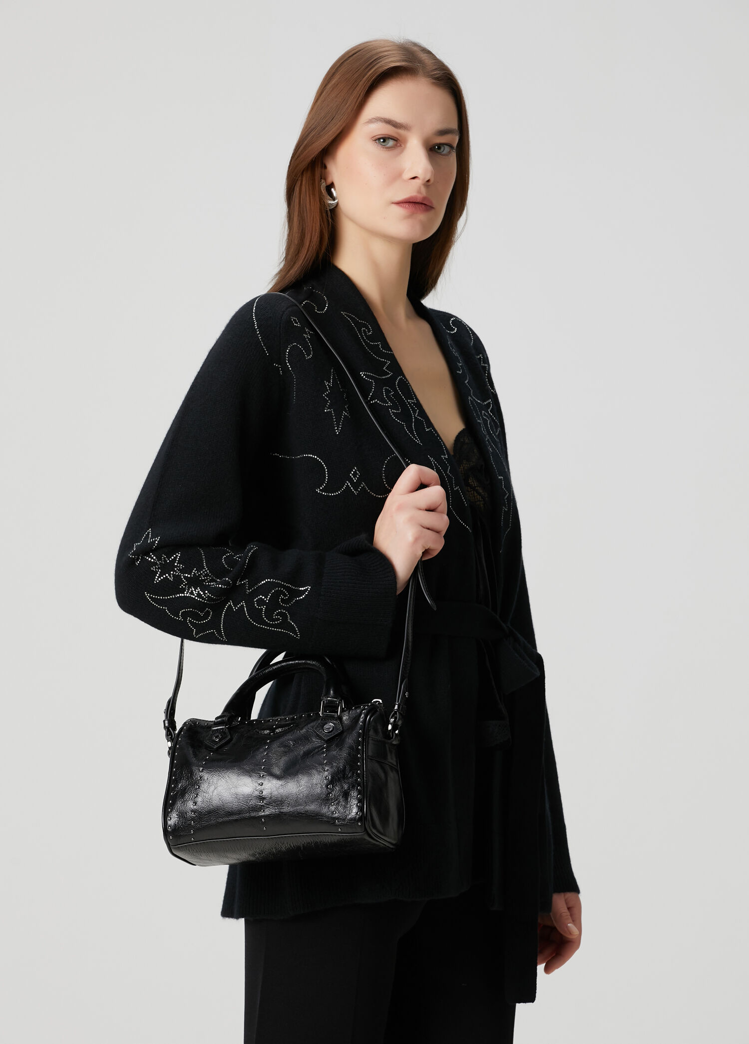 Zadig&Voltaire Siyah Kadın Sunny XS Vibe Gri Kadın Rugan Deri El