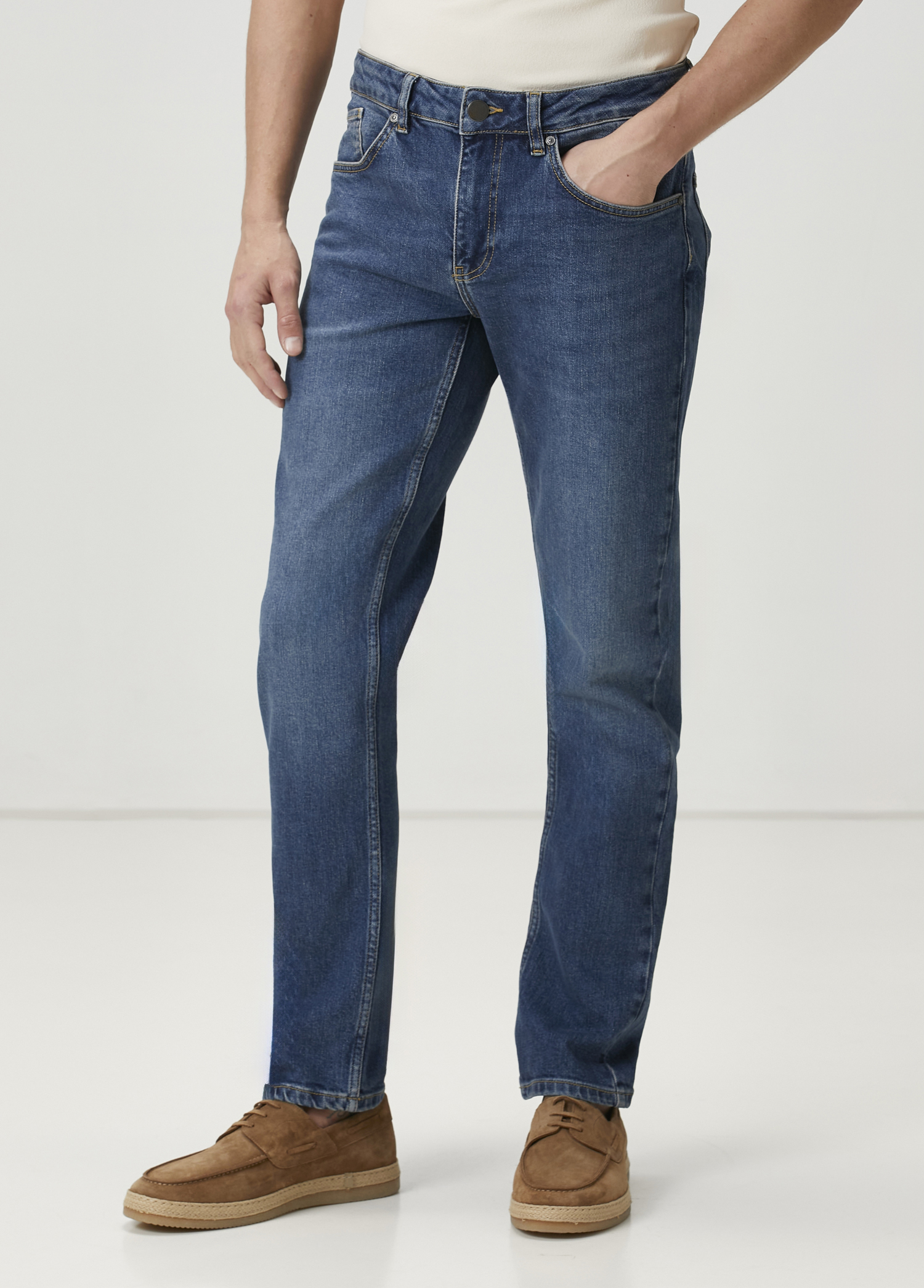 Straight Fit Koyu Mavi Jean Pantolon_1