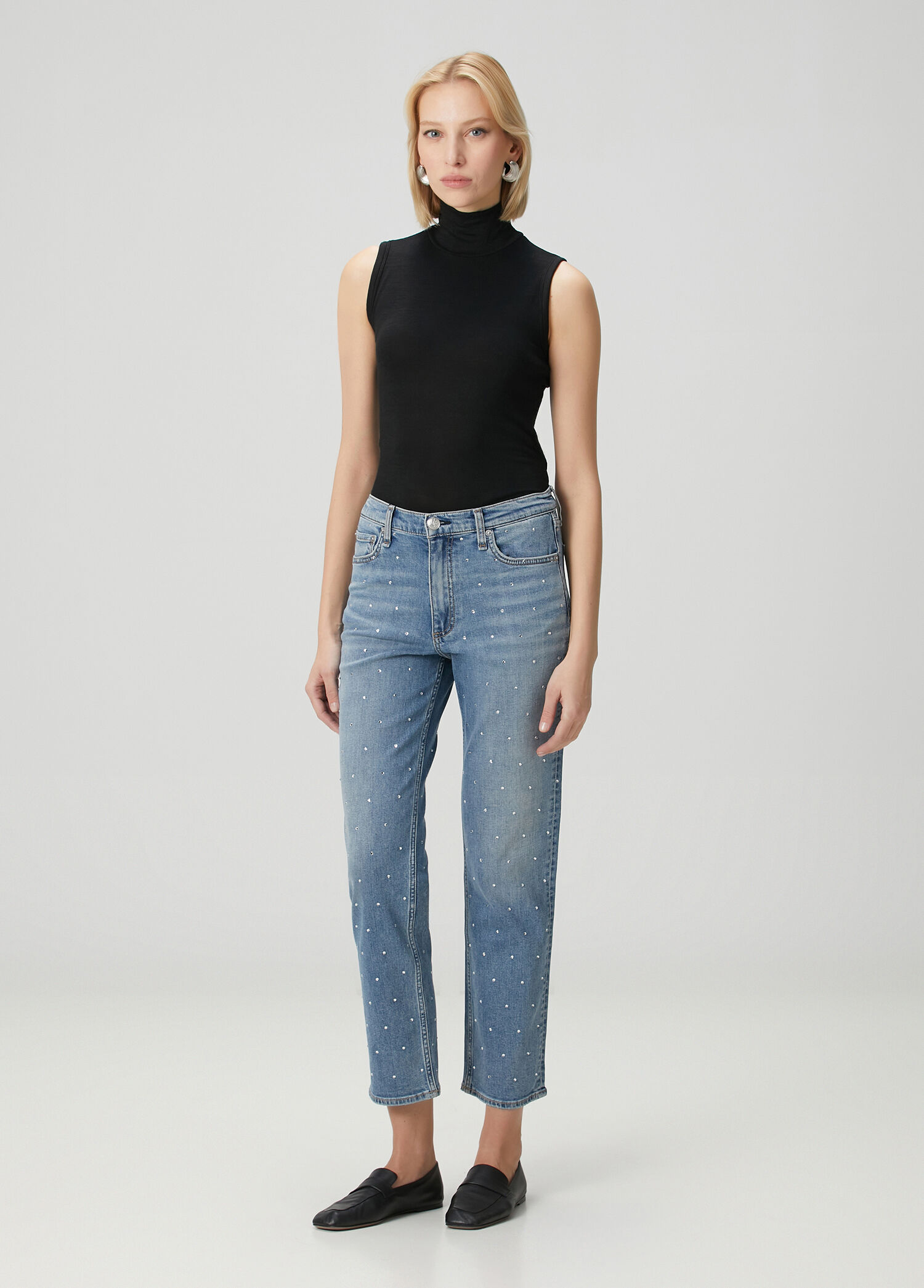 Harlow Jewel Ankle Straight Mavi Jean Pantolon