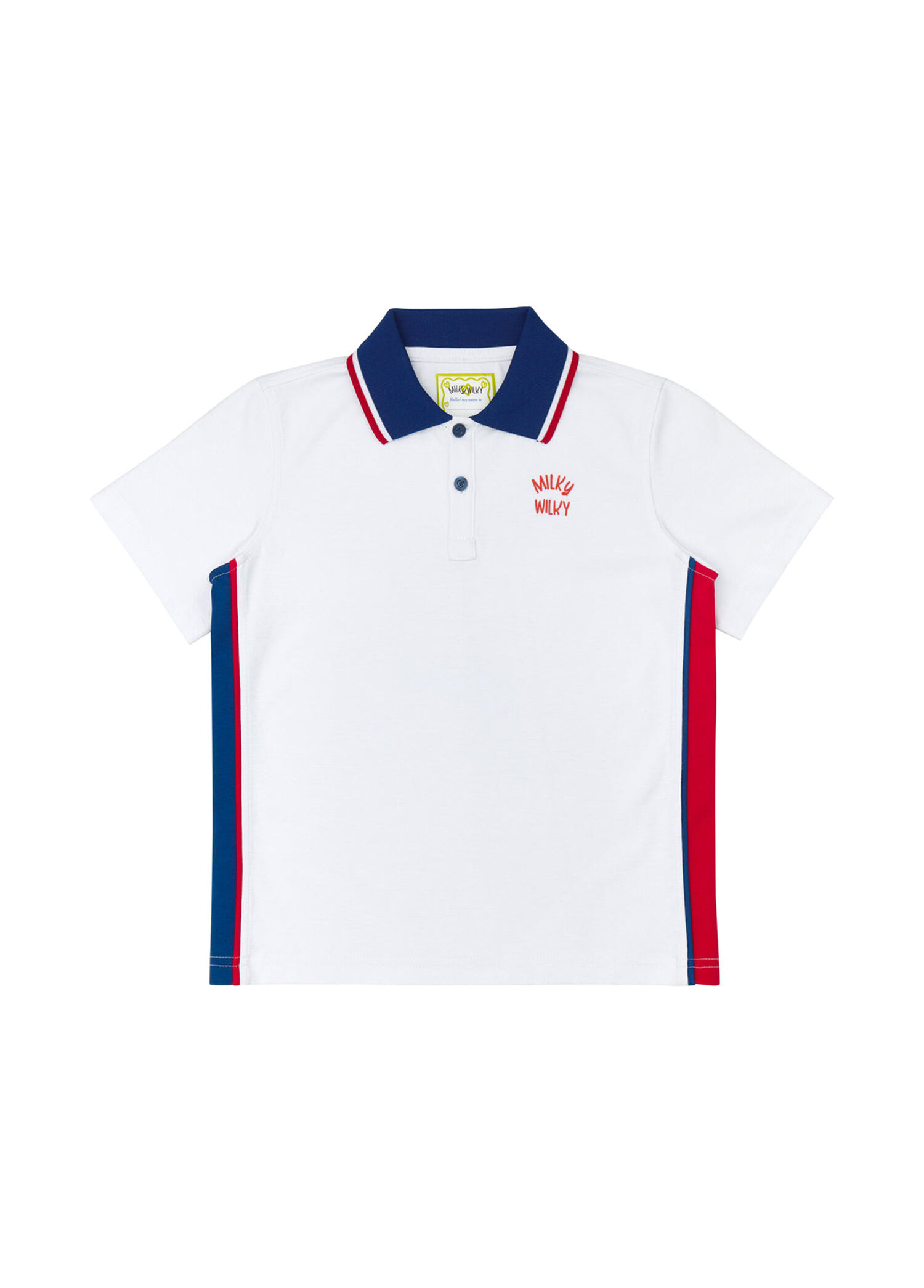 Beyaz Kenar Biyeli Polo Yaka Kısa Kollu Erkek Çocuk T-Shirt