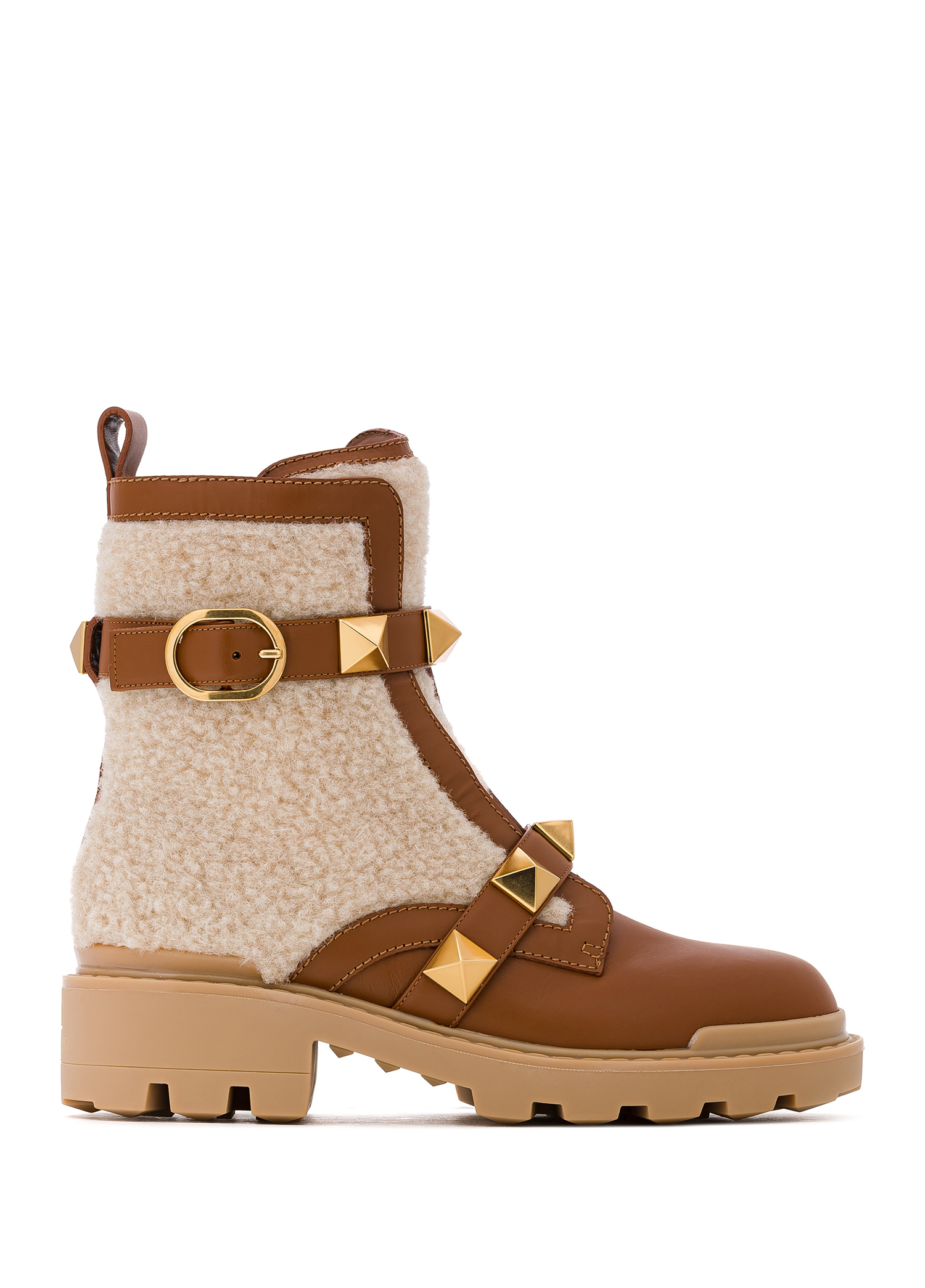 Rockstud Taba Kadın Shearling Deri Bot