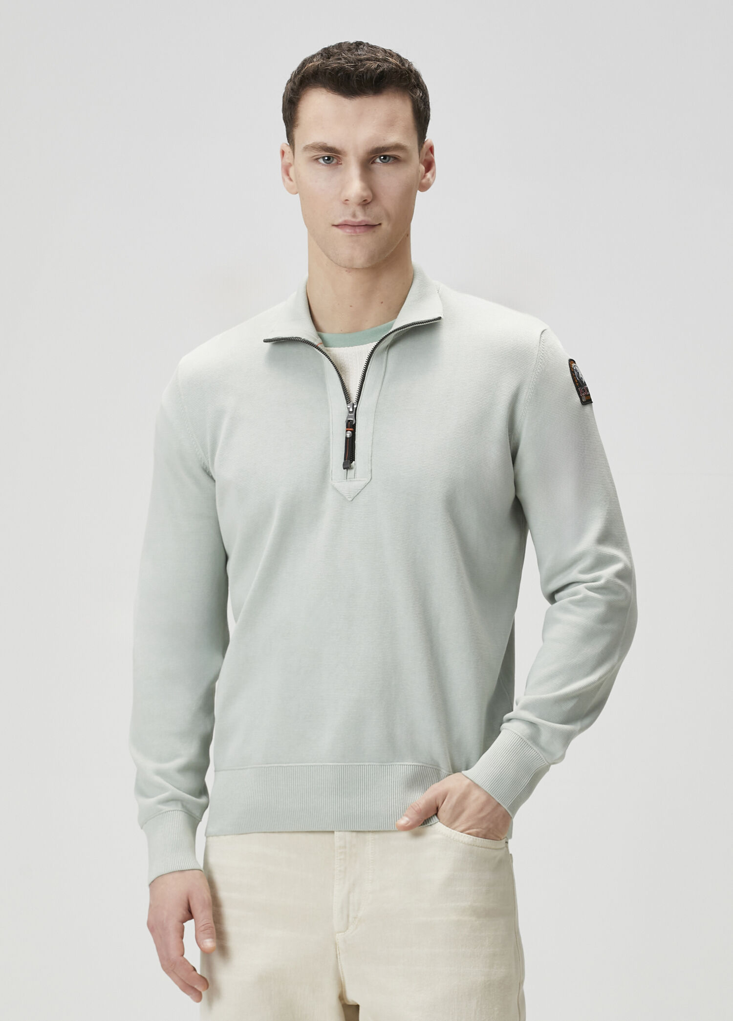 Scoe Gri Yakası Fermuarlı Basic Sweatshirt