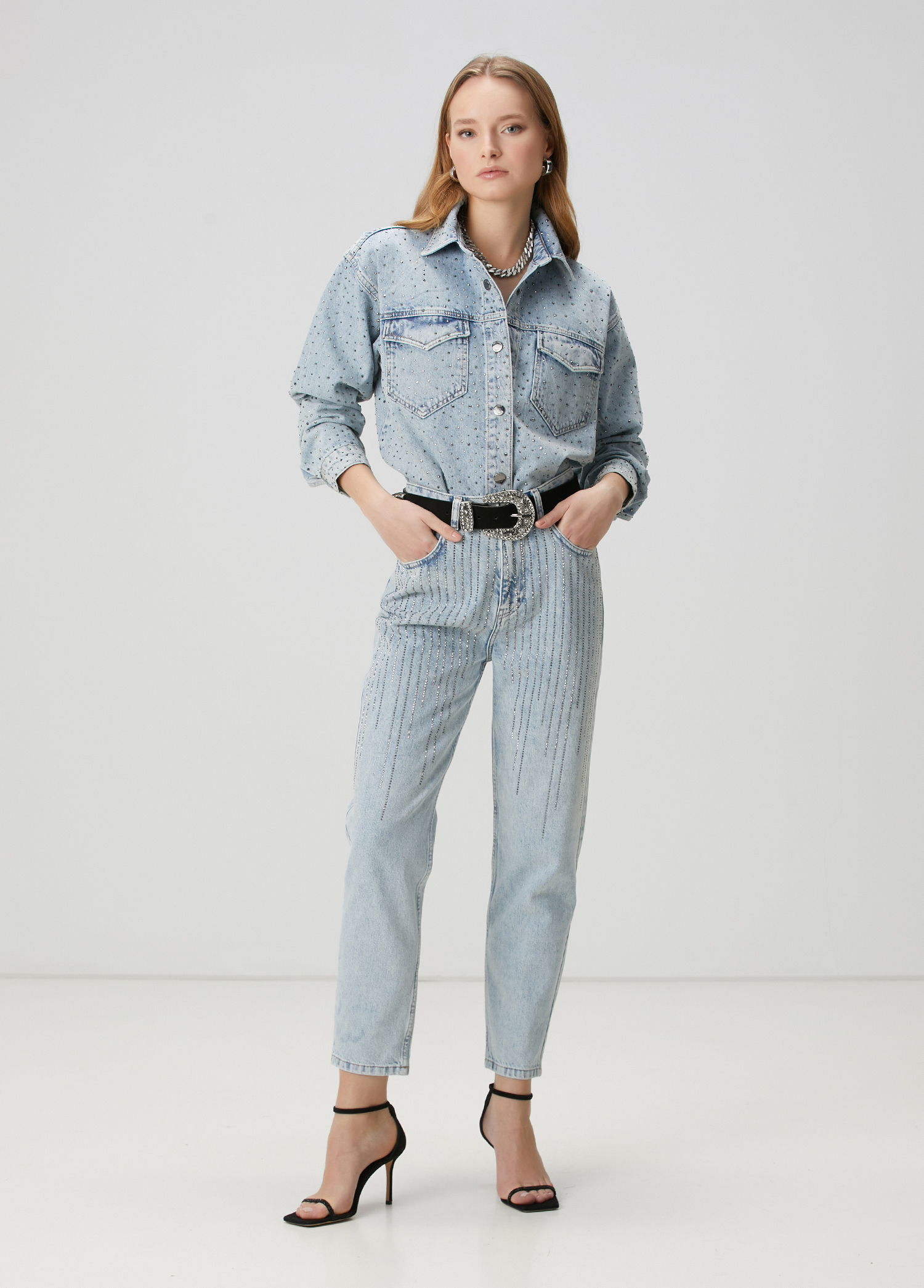 Mavi Taşlı Denim Ceket_3