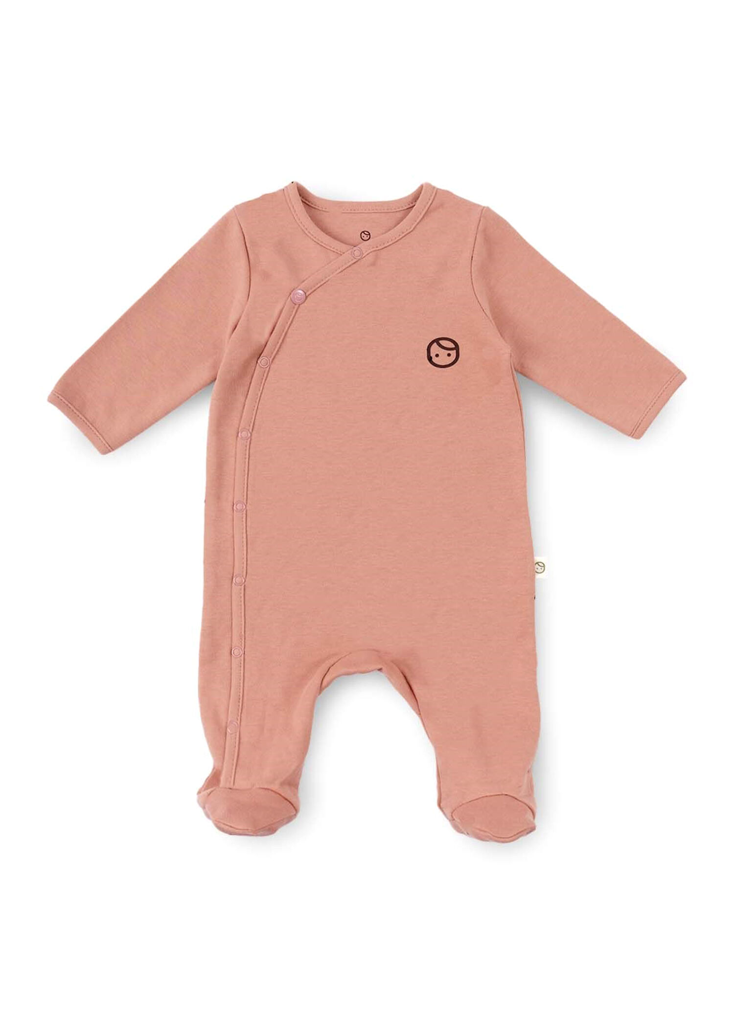 Pembe Pamuklu Unisex Bebek Patikli Tulum