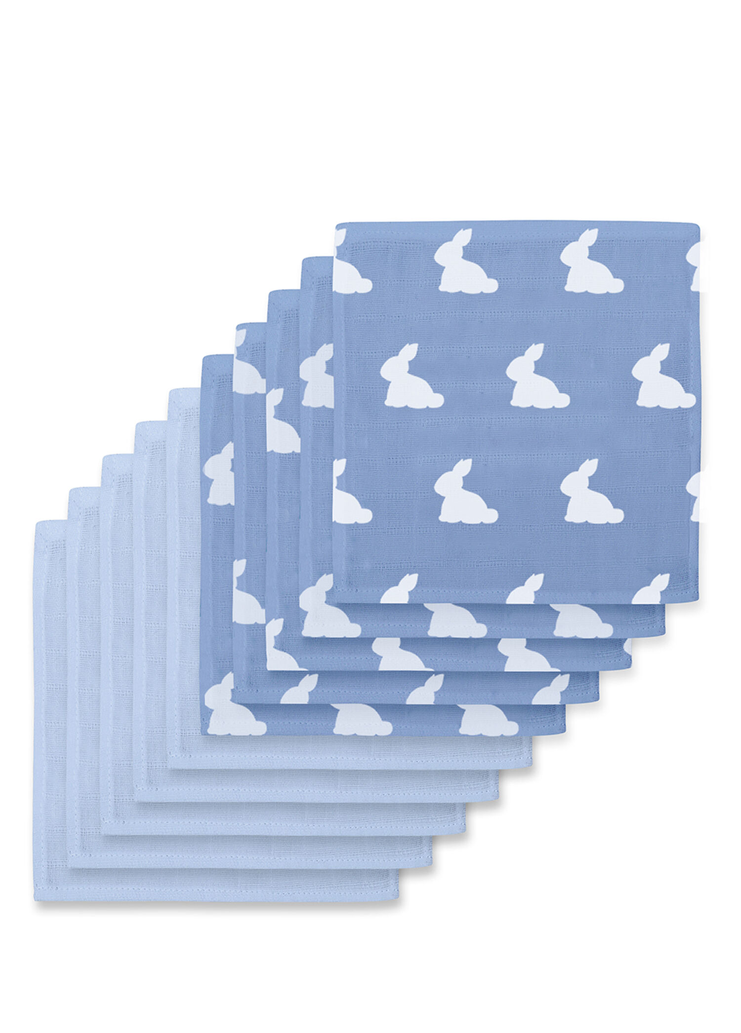 %100 Pamuk Mono Lapin Royal Blue & Endless Blue Müslin 10'lu Bebek Ağız Bezi