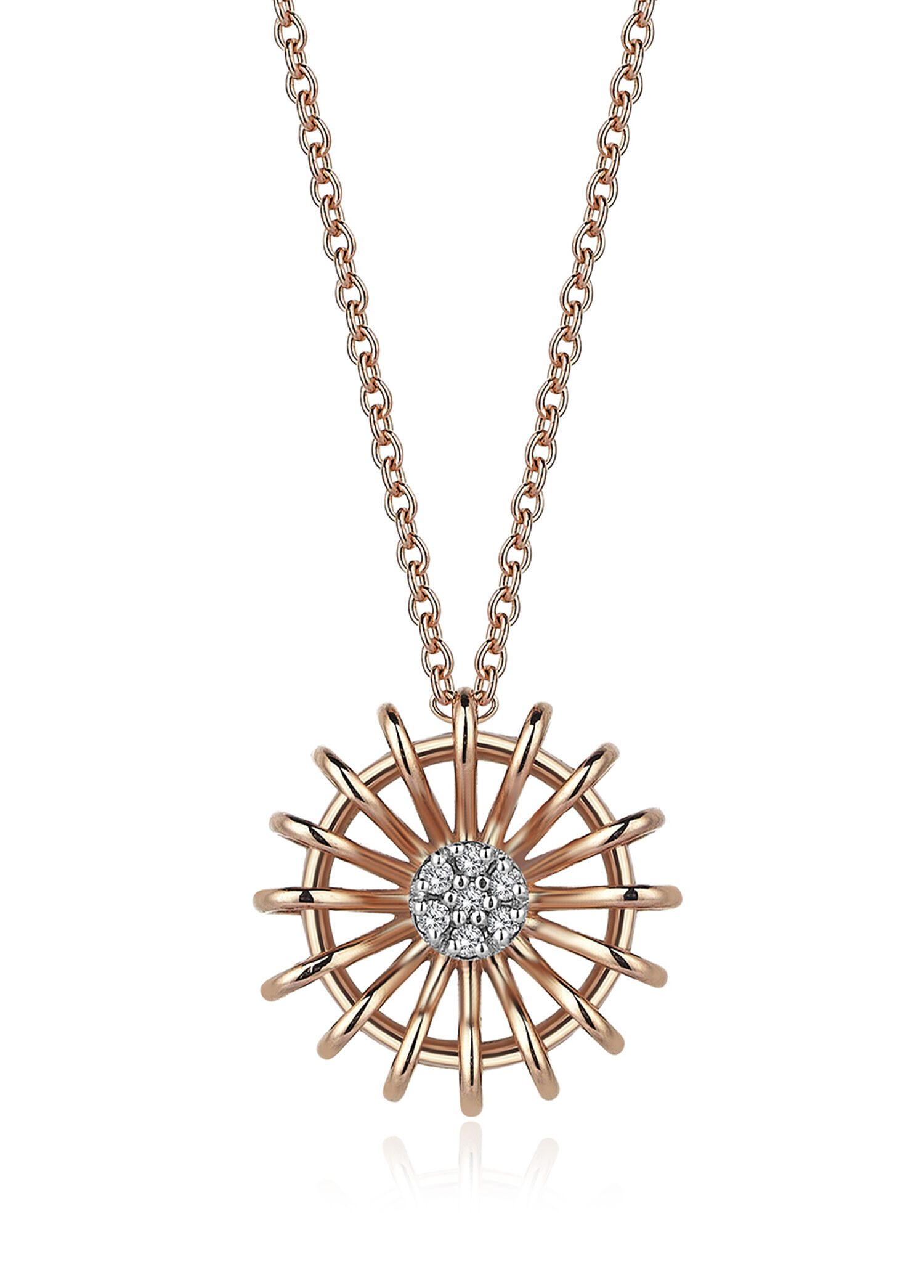 Sun 14 Karat Rose Gold Women's Necklace
