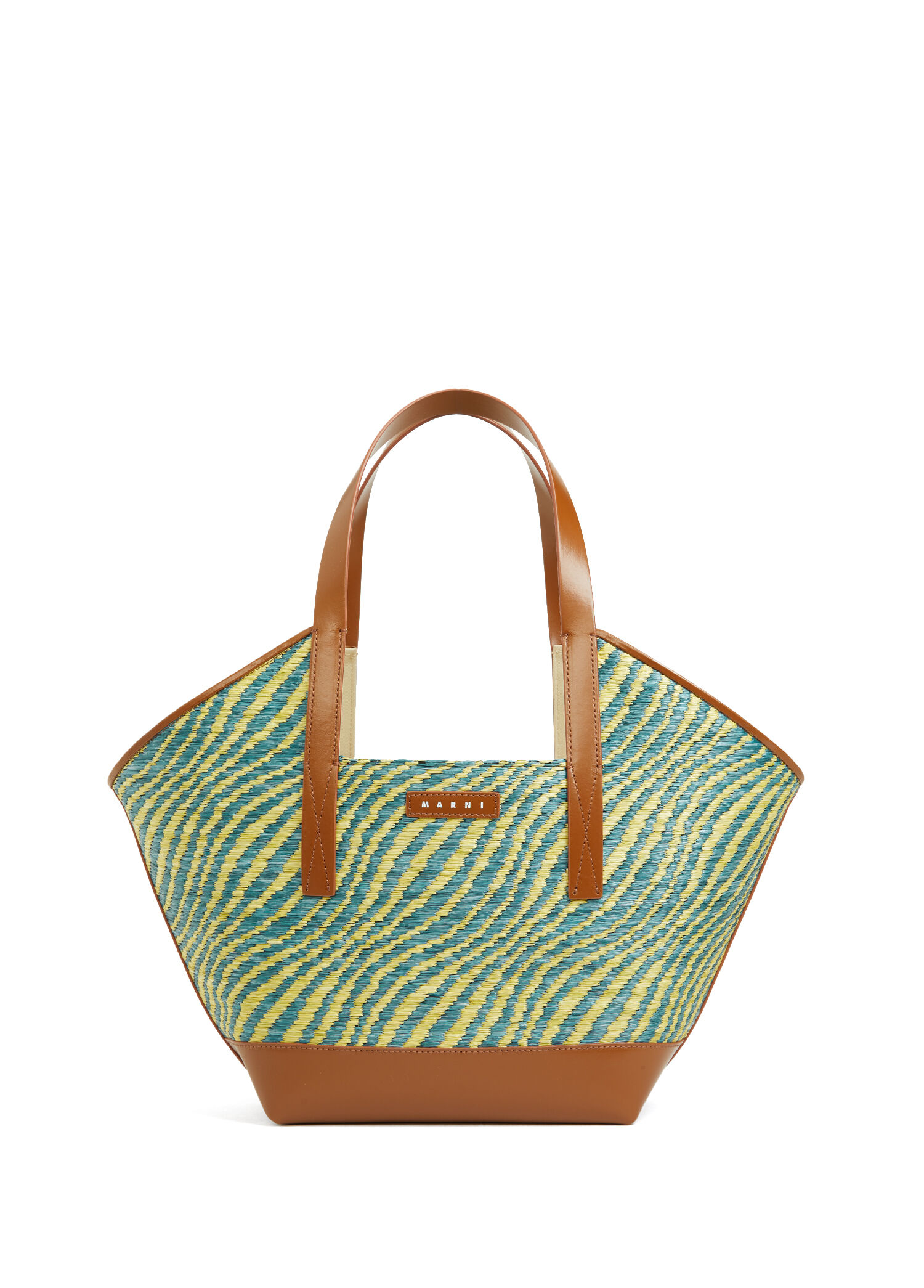 Small Tote Yeşil Desenli Örgülü Kadın Deri Çanta