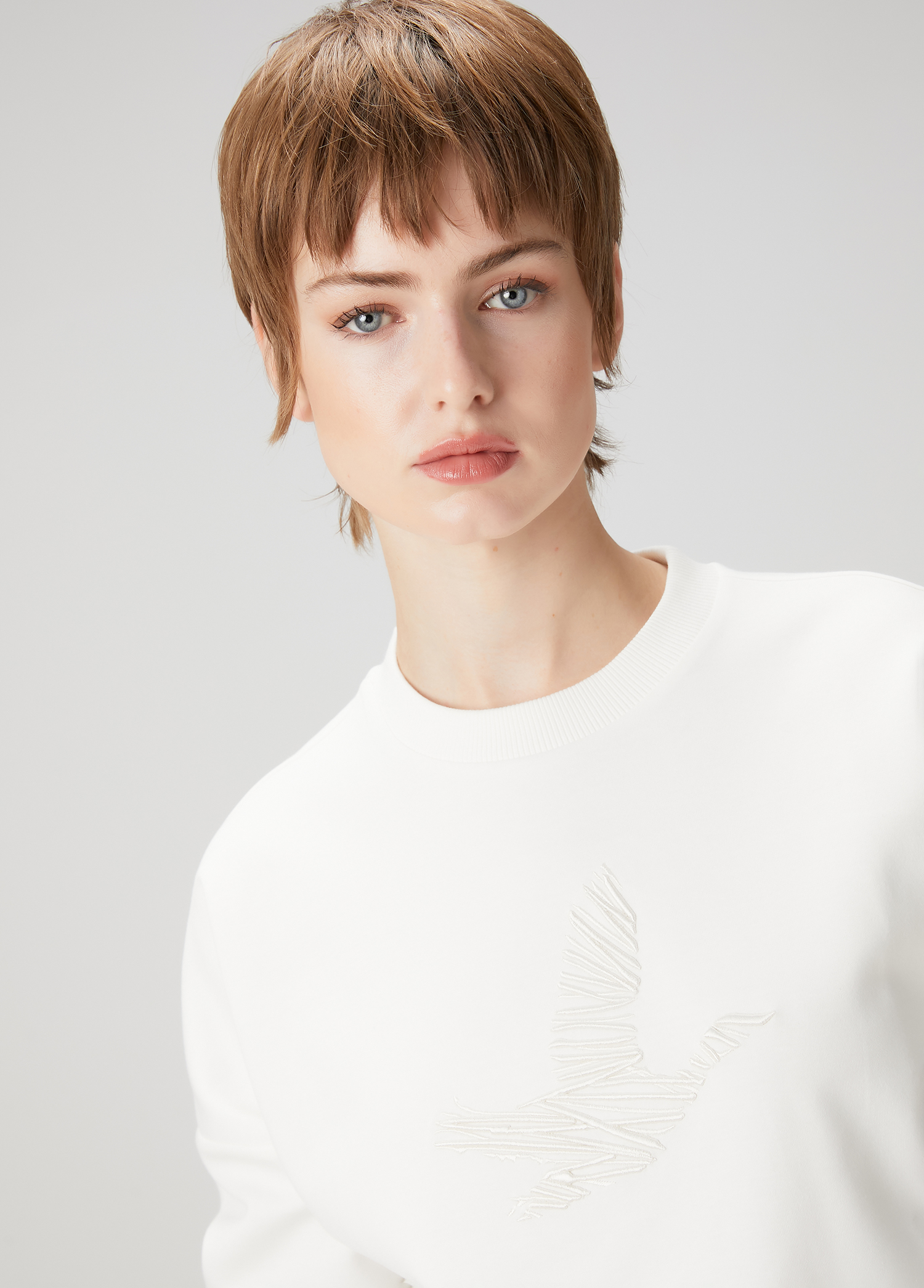 Beyaz Logo Nakışlı Sweatshirt_3