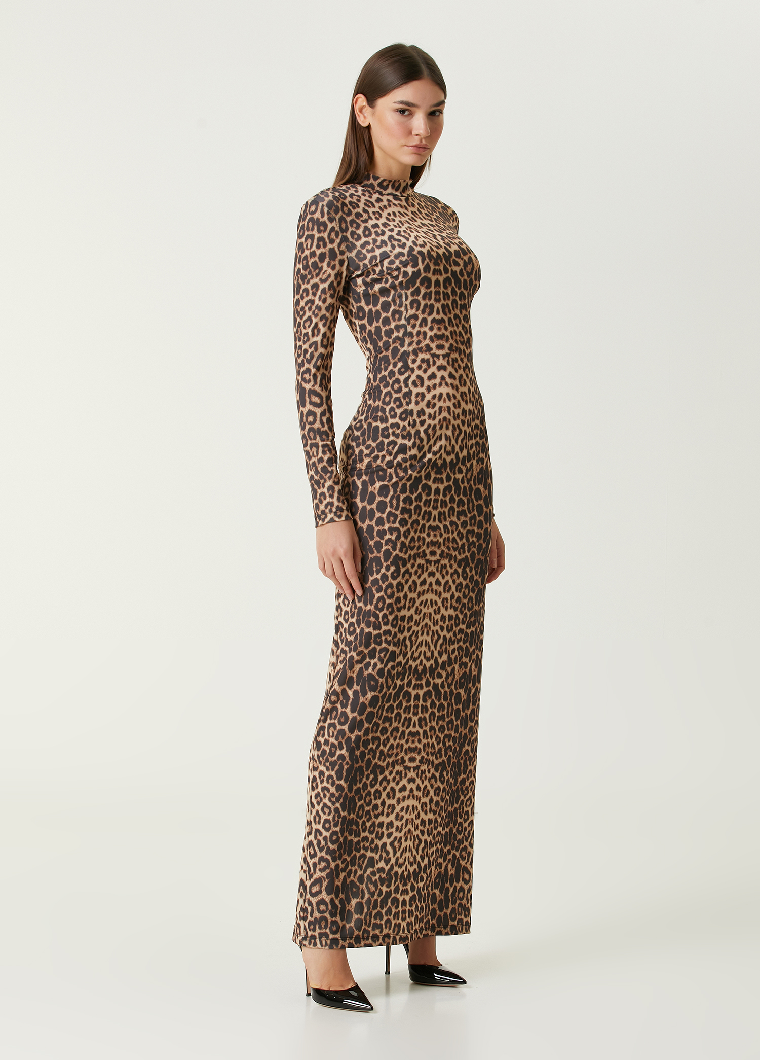 Vanessa Leopar Desenli Maxi Elbise