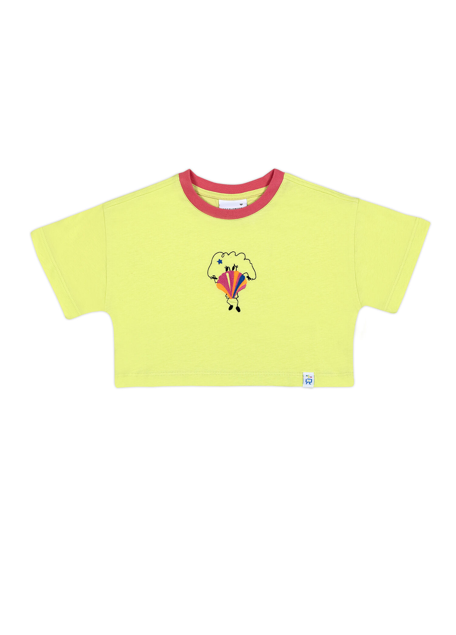 Hey J'oyster Nakışlı Lime Kısa Kollu Kız Çocuk Crop T-Shirt