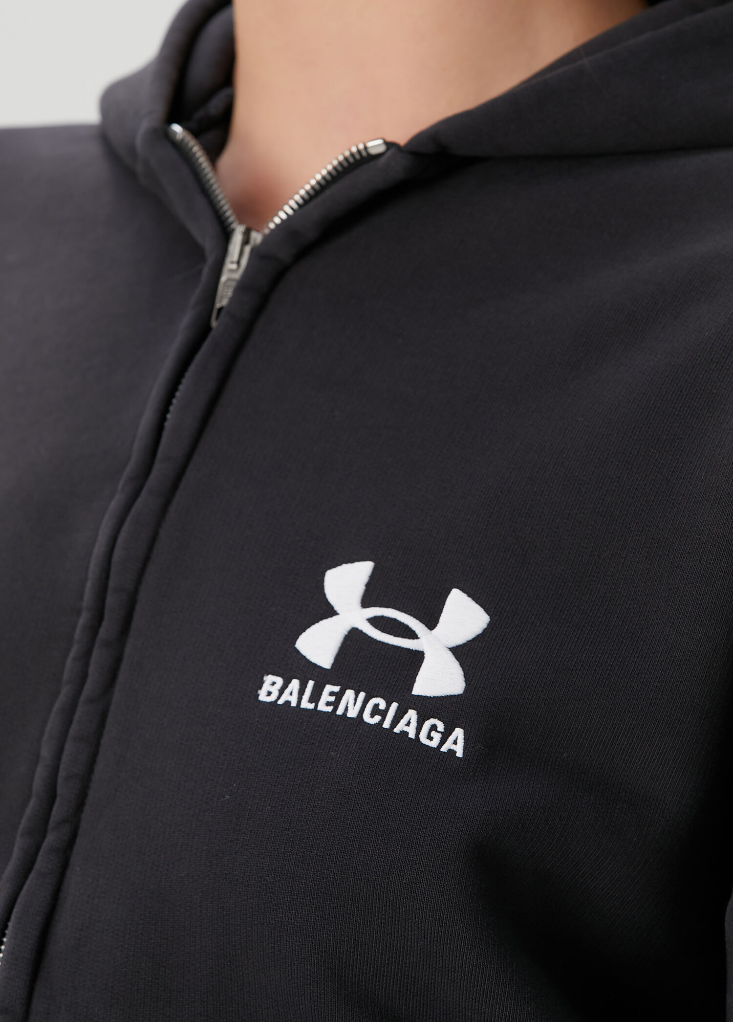 Balenciaga - x Under Armour Siyah Kapüşonlu Sweatshirt - Siyah-Beyaz