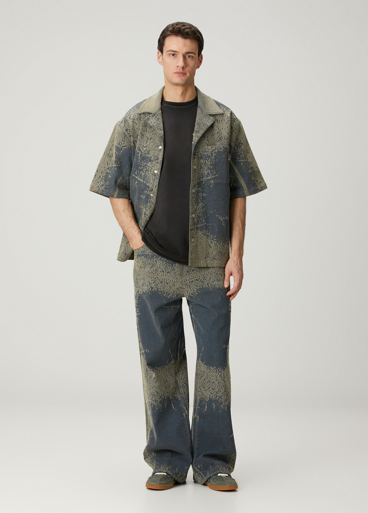 Faded Bandana Koyu Mavi Baggy Jean Pantolon