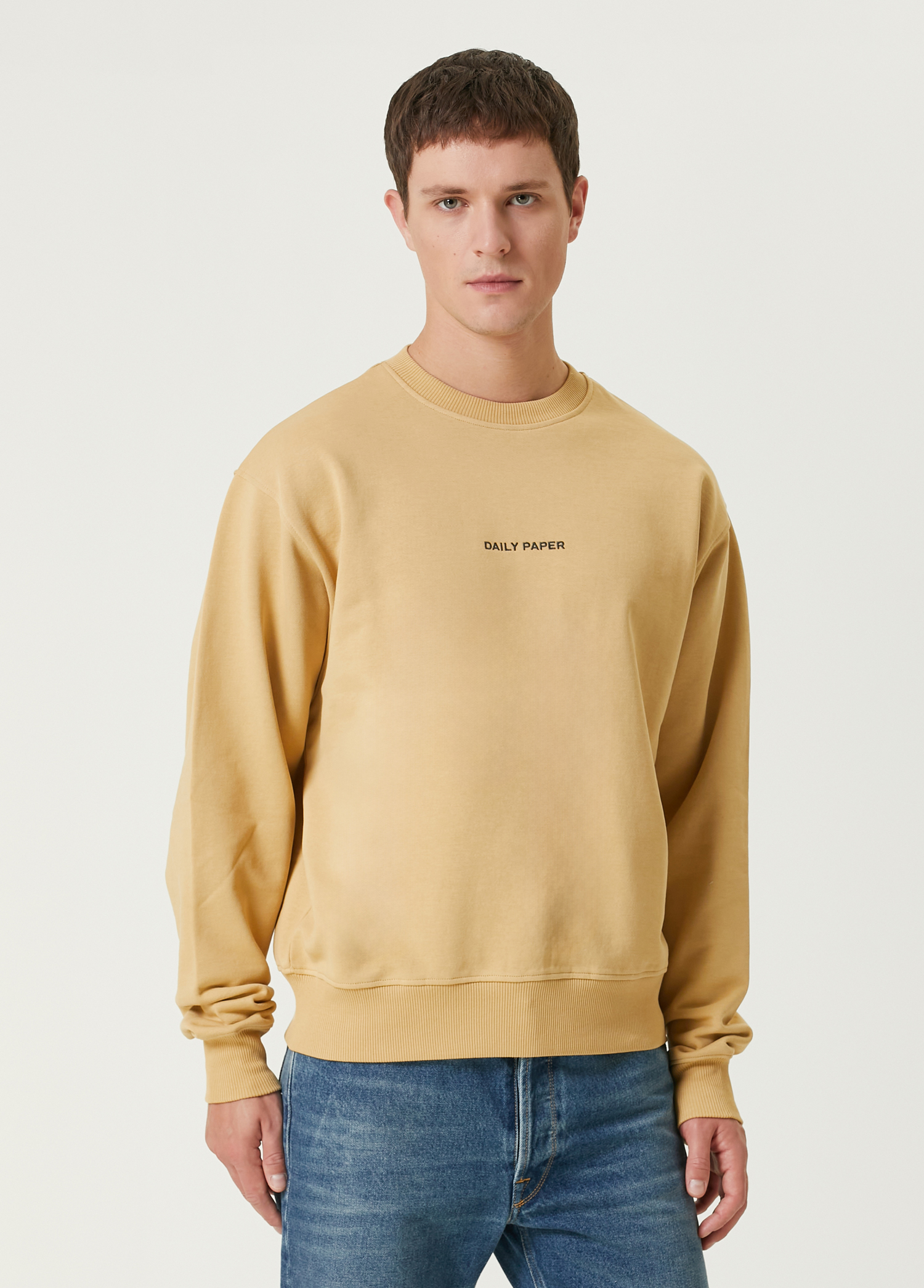 Relaxed Fit Shield Crowd Koyu Bej Sweatshirt