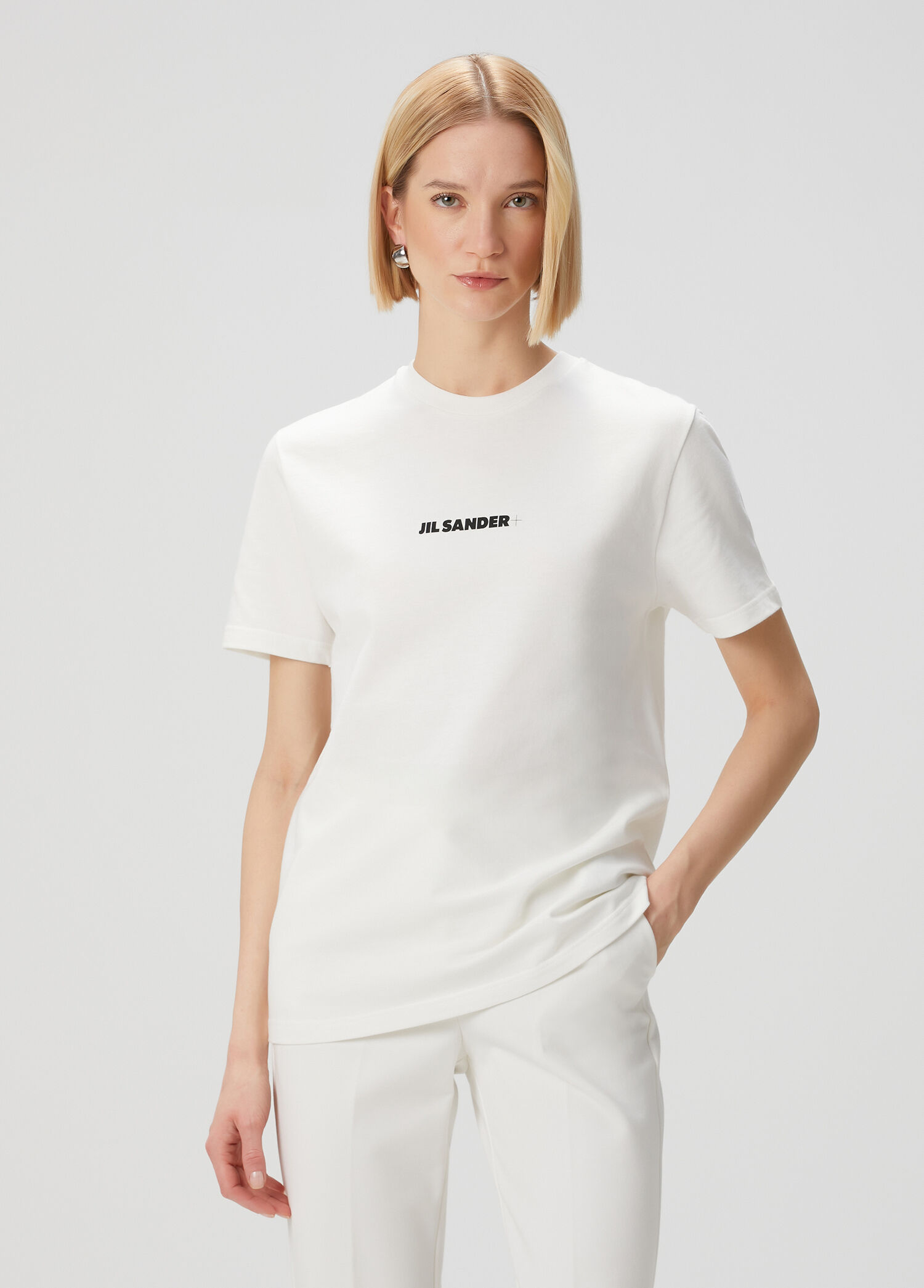 Jil Sander - Beyaz Logolu T-shirt - Beyaz
