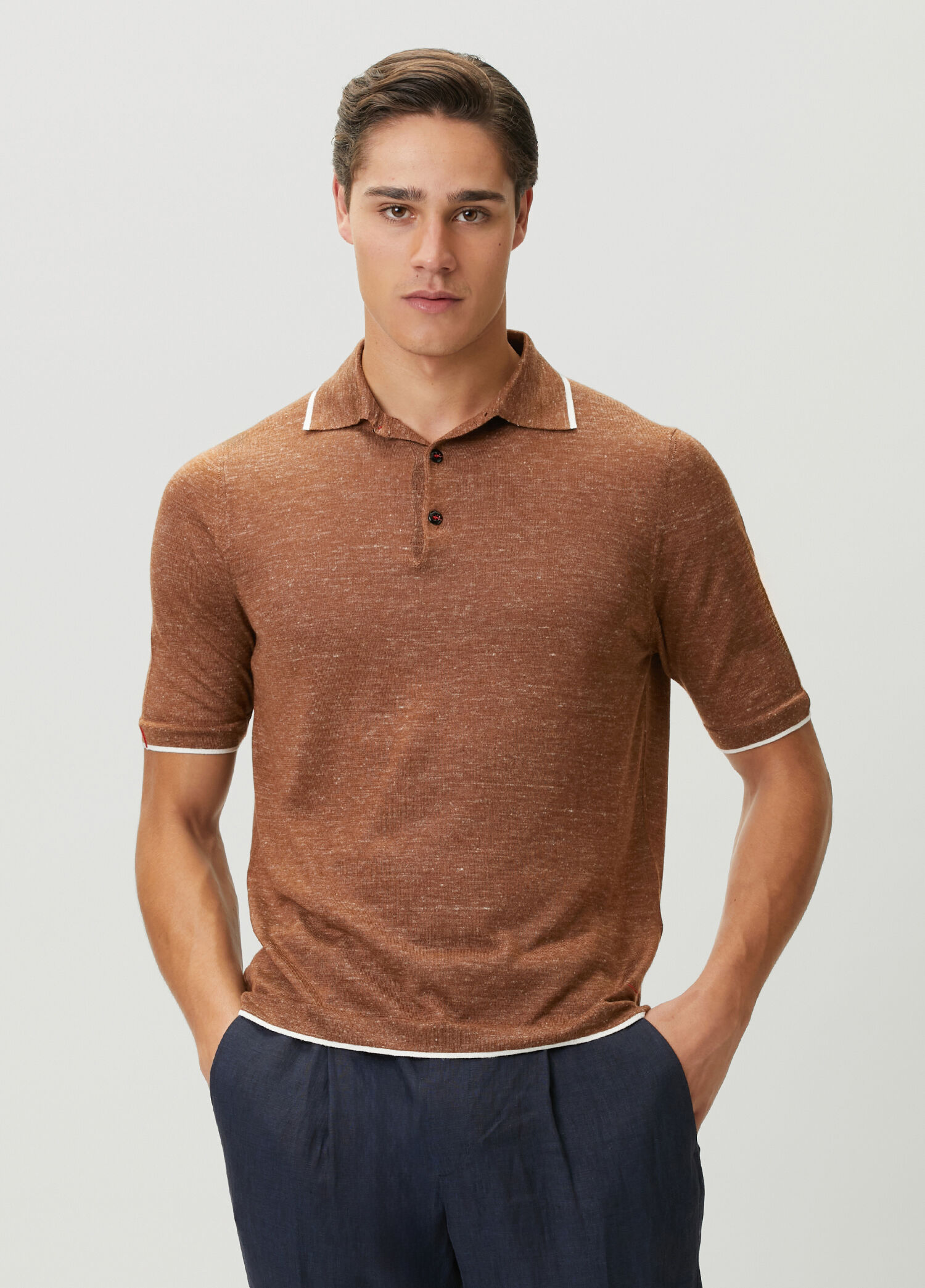 Brown Polo Short Sleeve Sweater