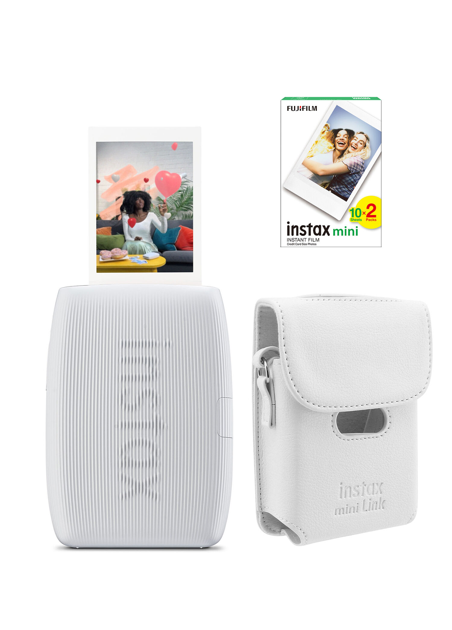 Instax mini Link 3 Beyaz Akıllı Telefon Yazıcısı Beyaz Çanta ve 20'li Mini Film