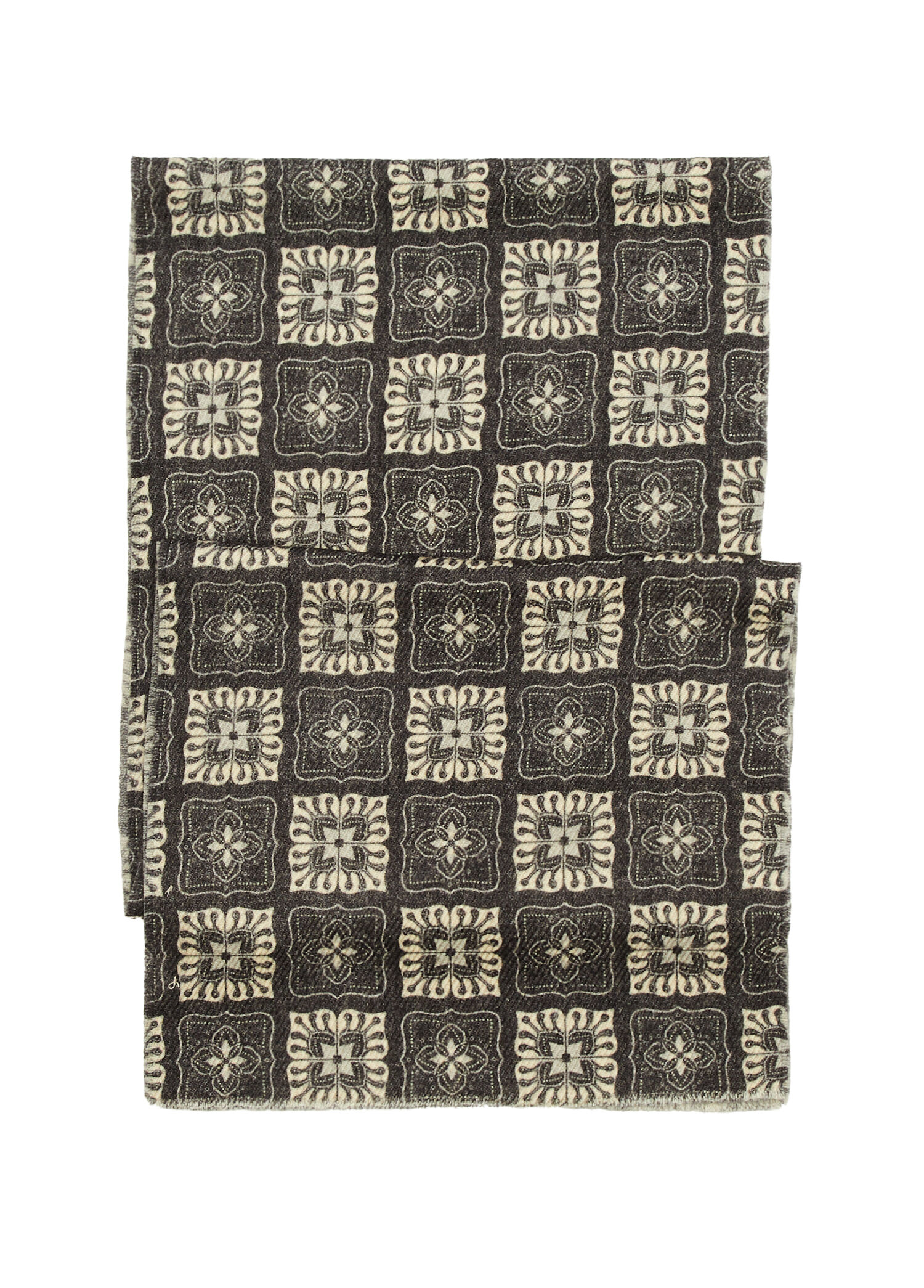 Grey Coarse Patterned Men's Wool Scarf