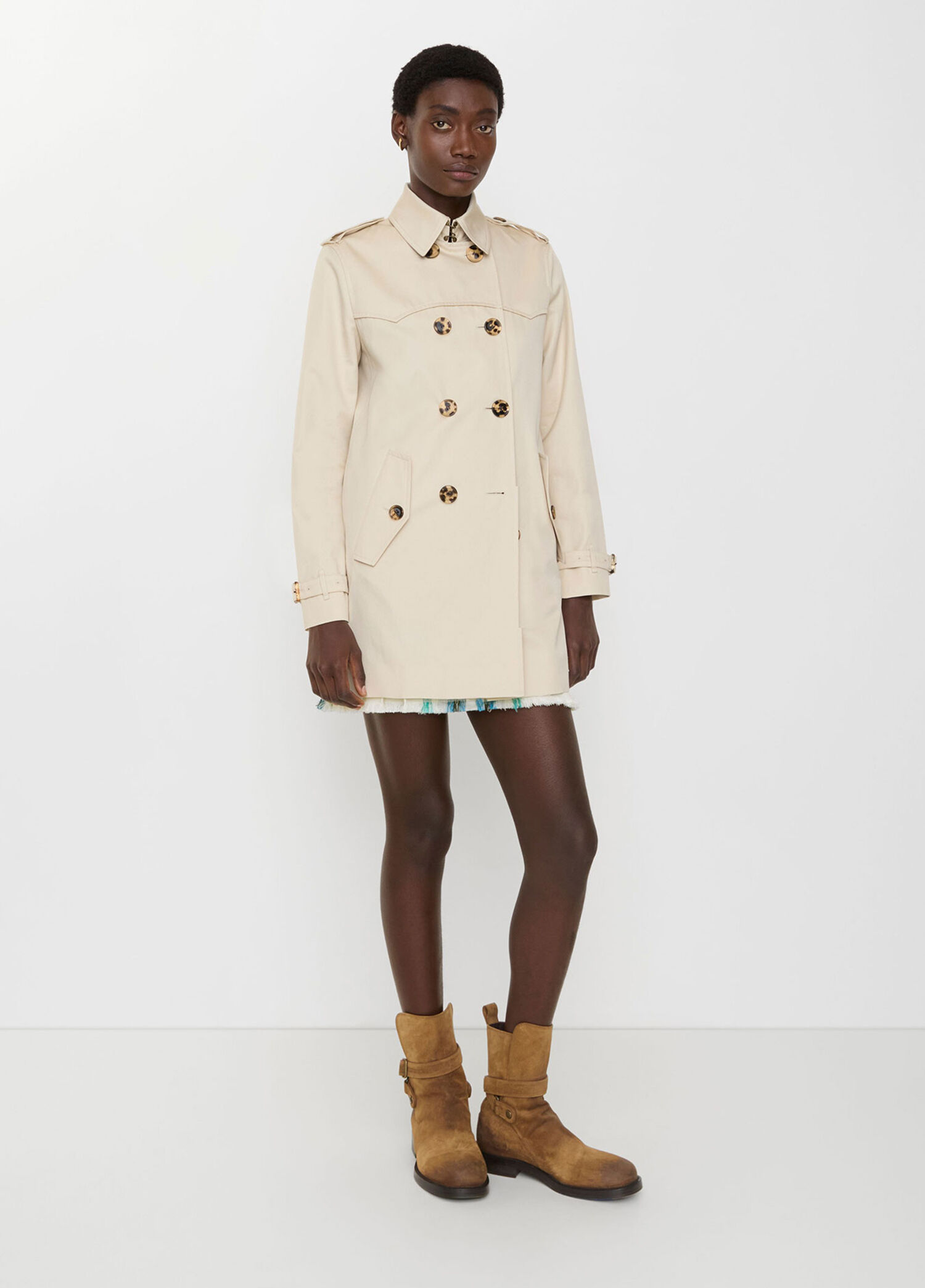 Burberry Krem Kadın Short Summerside Krem Gabardin Kadın Trençkot