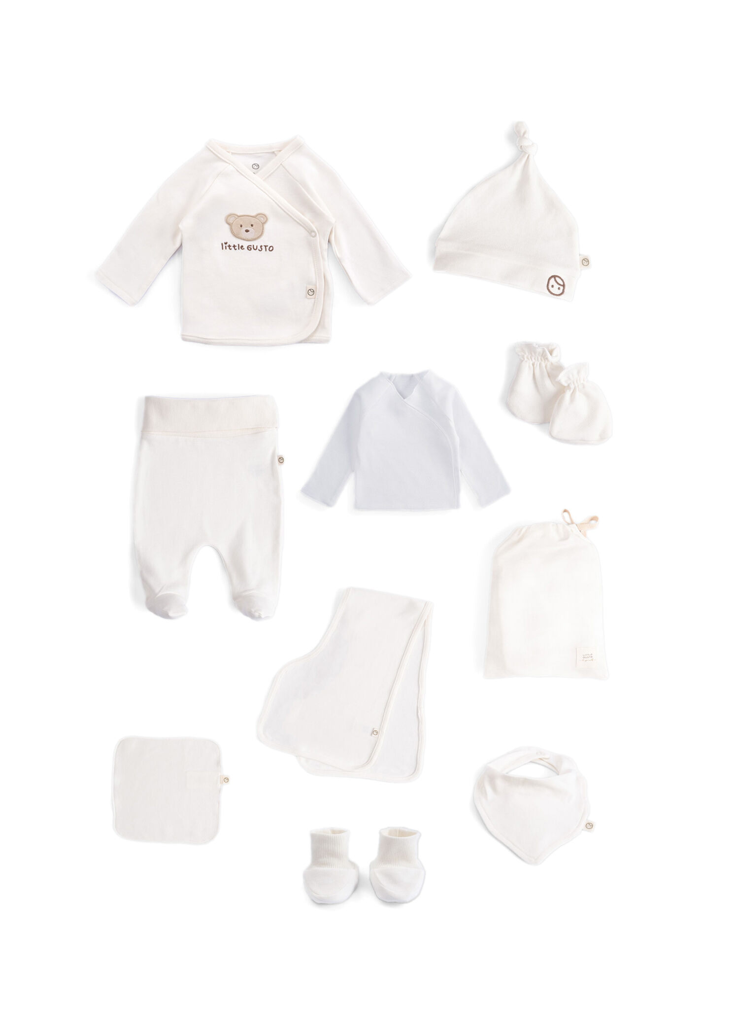 Ekru Organik Pamuk Unisex Bebek 10'lu Hastane Çıkış Seti