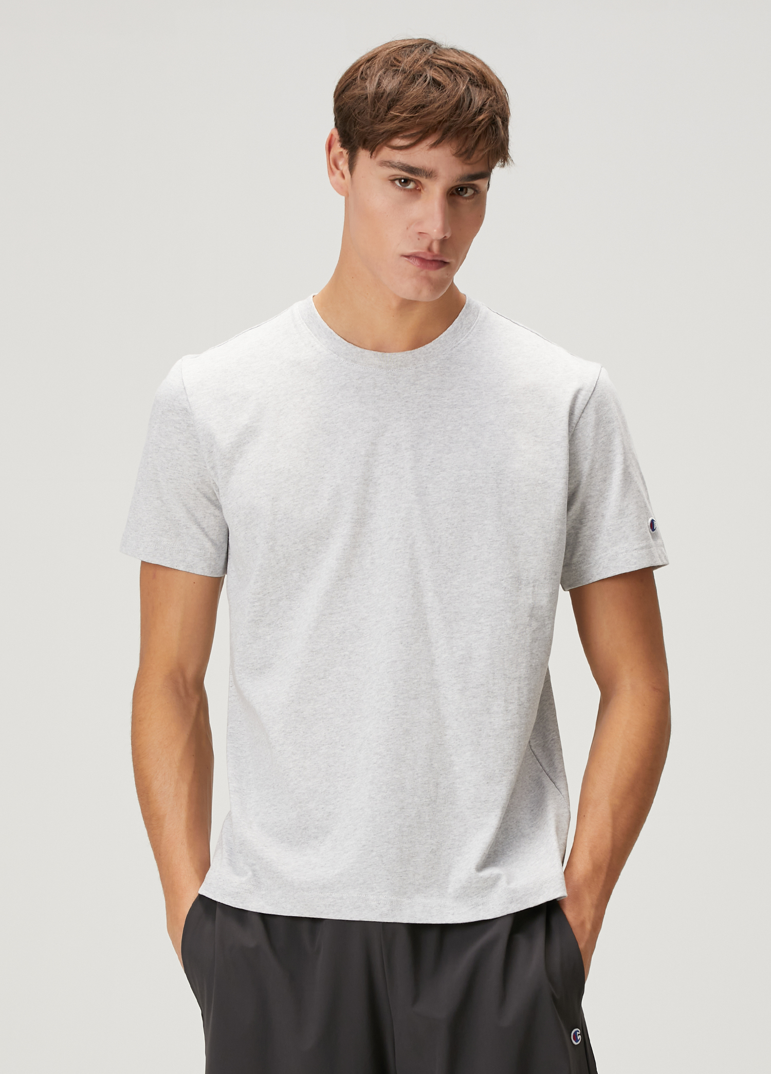 Grey Logo Embroidered T-Shirt