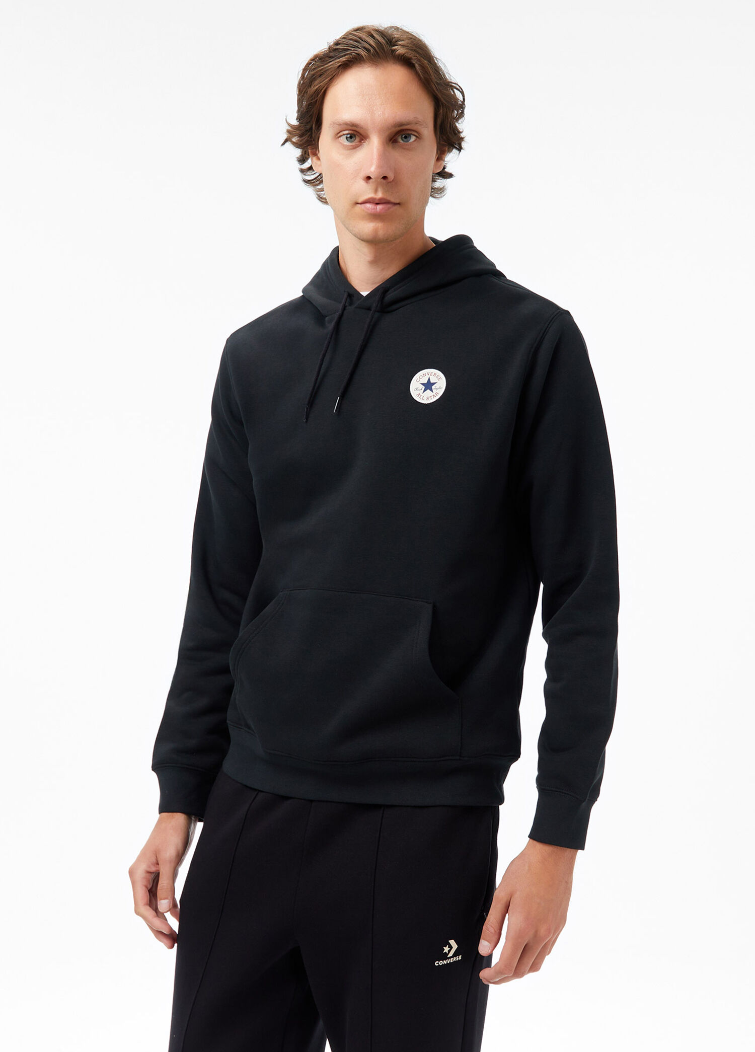 Siyah Kapüşonlu Erkek Sweatshirt