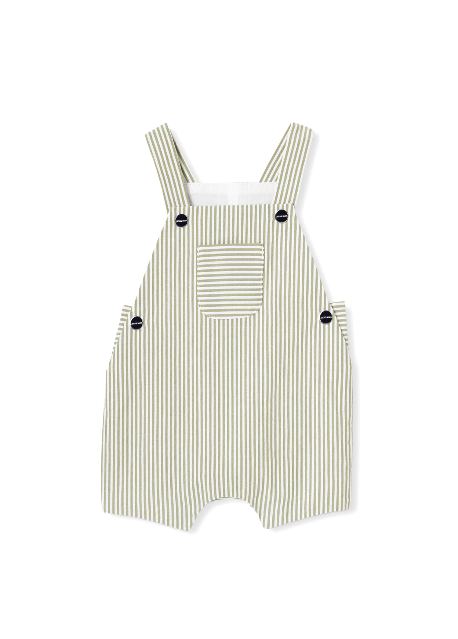 Yeşil Çizgili Poplin Erkek Bebek Kısa Salopet