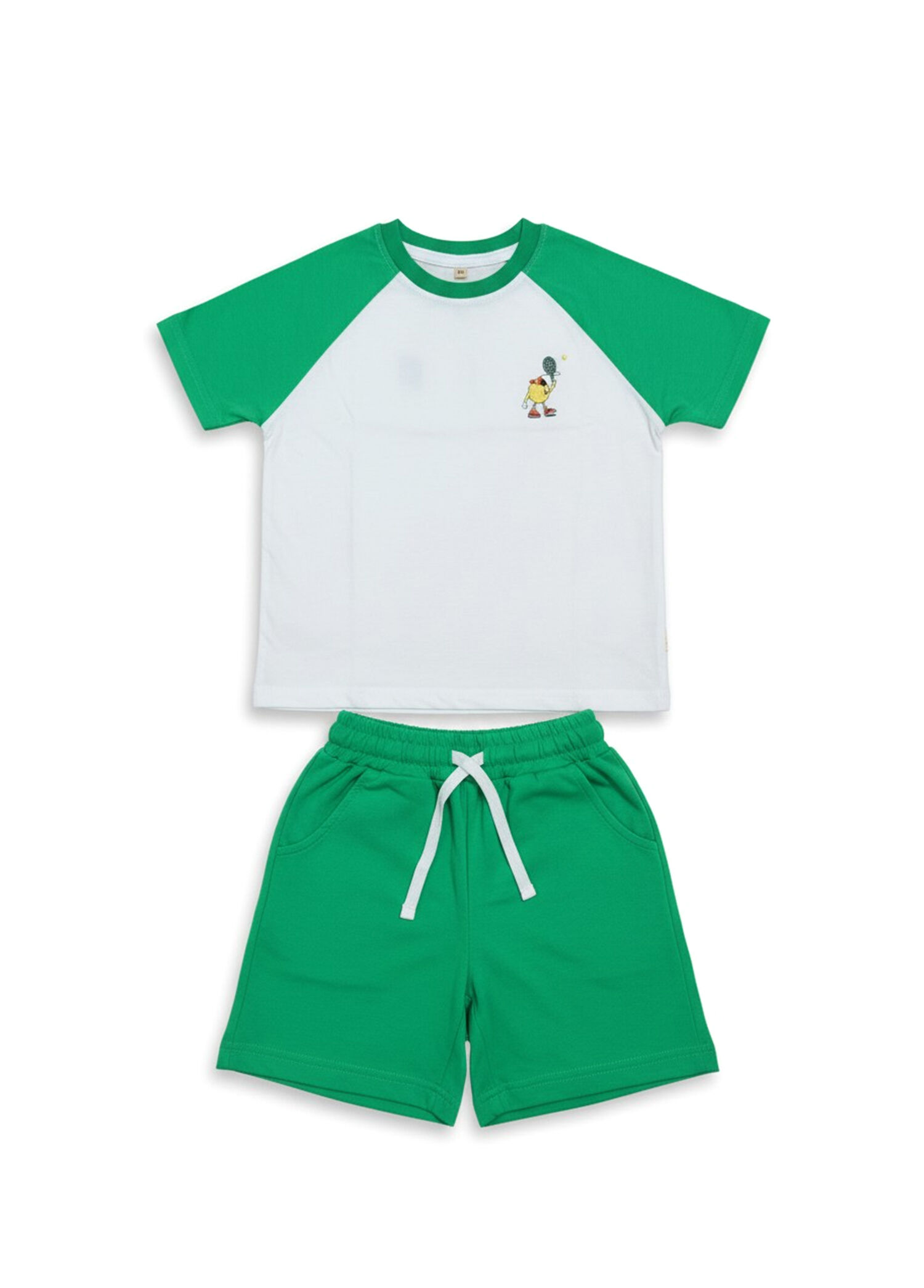 Tennis Cartoon Kontrast Detaylı Oversize T-shirt ve Şort Erkek Çocuk Takım