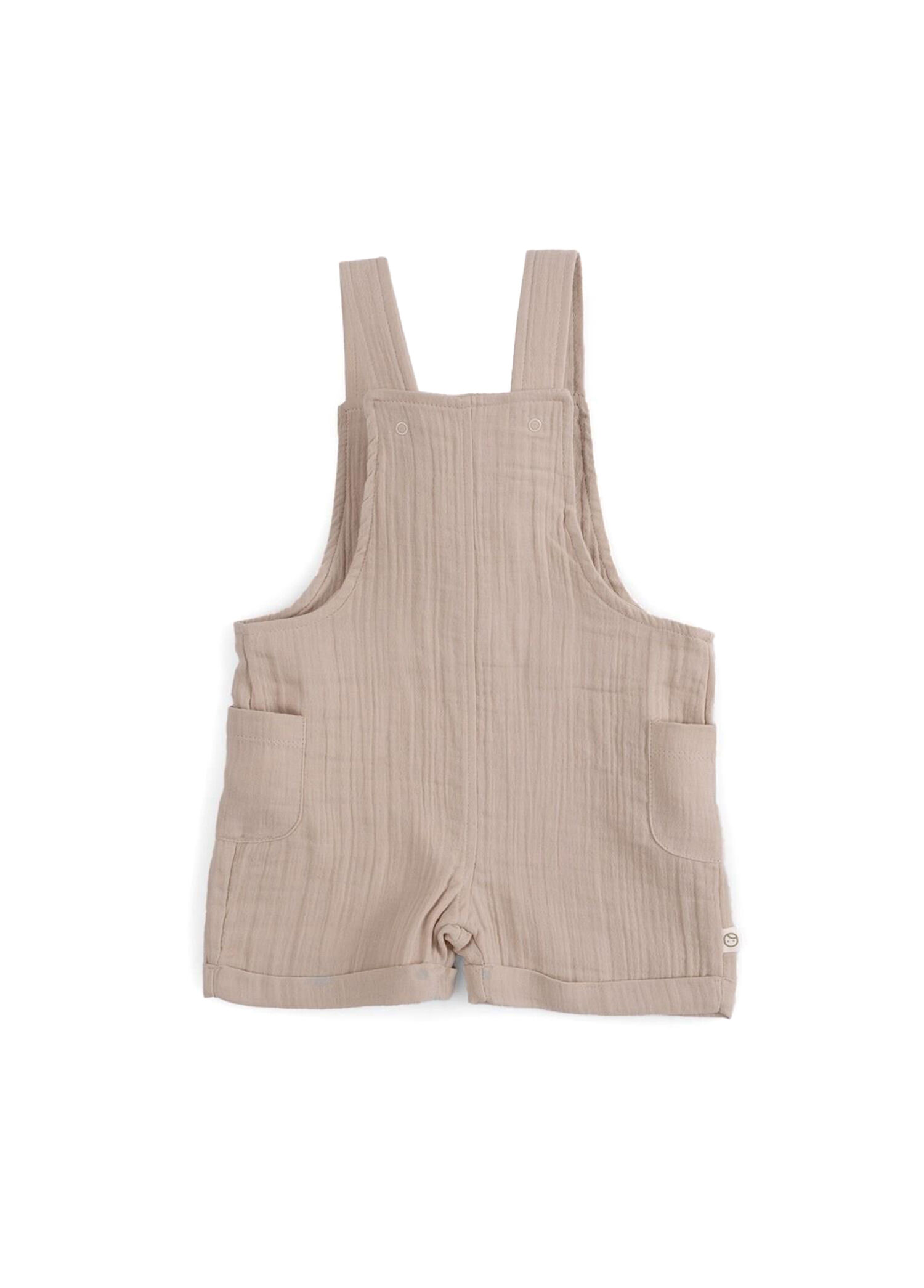 Bej Organik Pamuk Müslin Unisex Bebek Şort Salopet