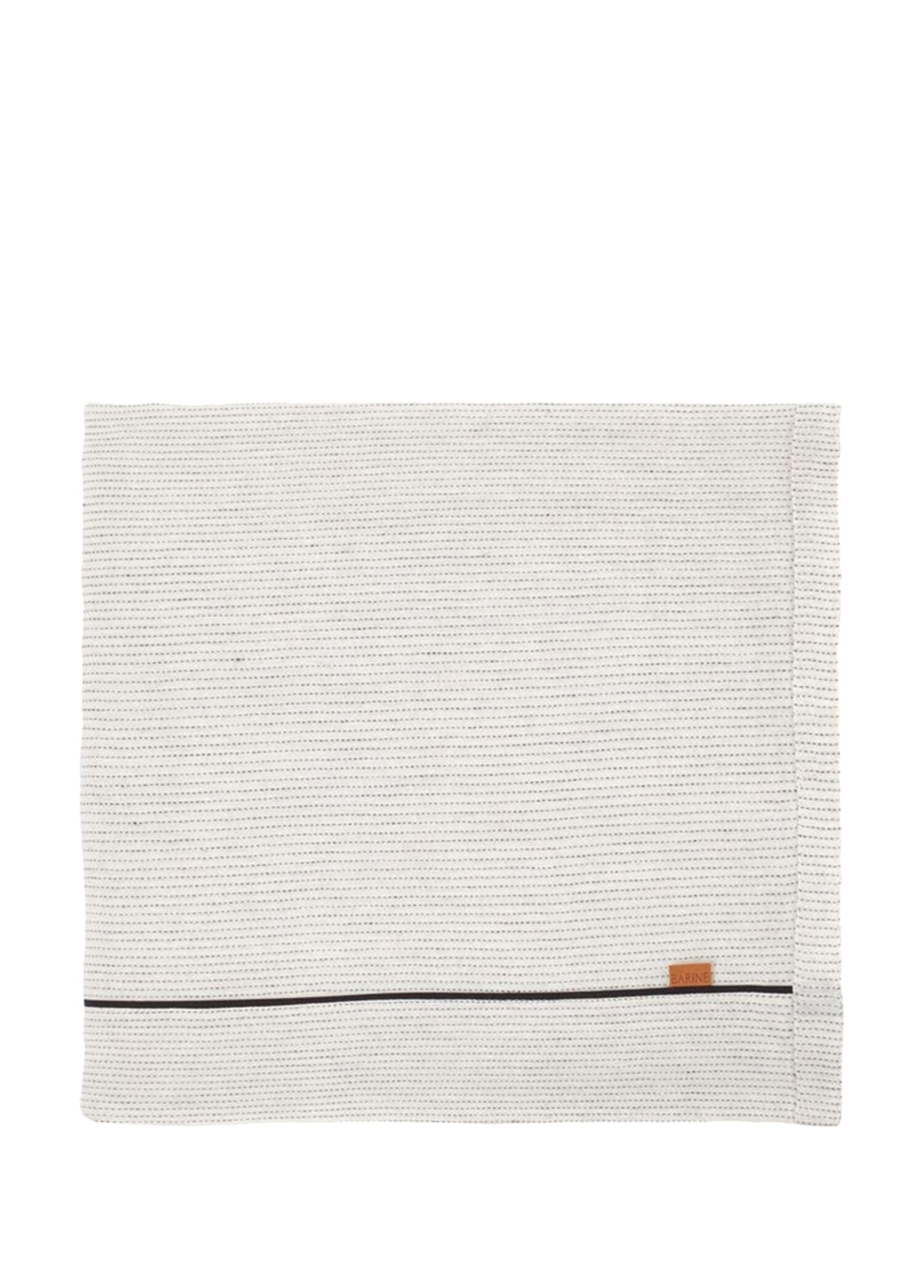 Linen Beyaz/Siyah Çizgili Keten Masa Örtüsü 150 x 250 cm