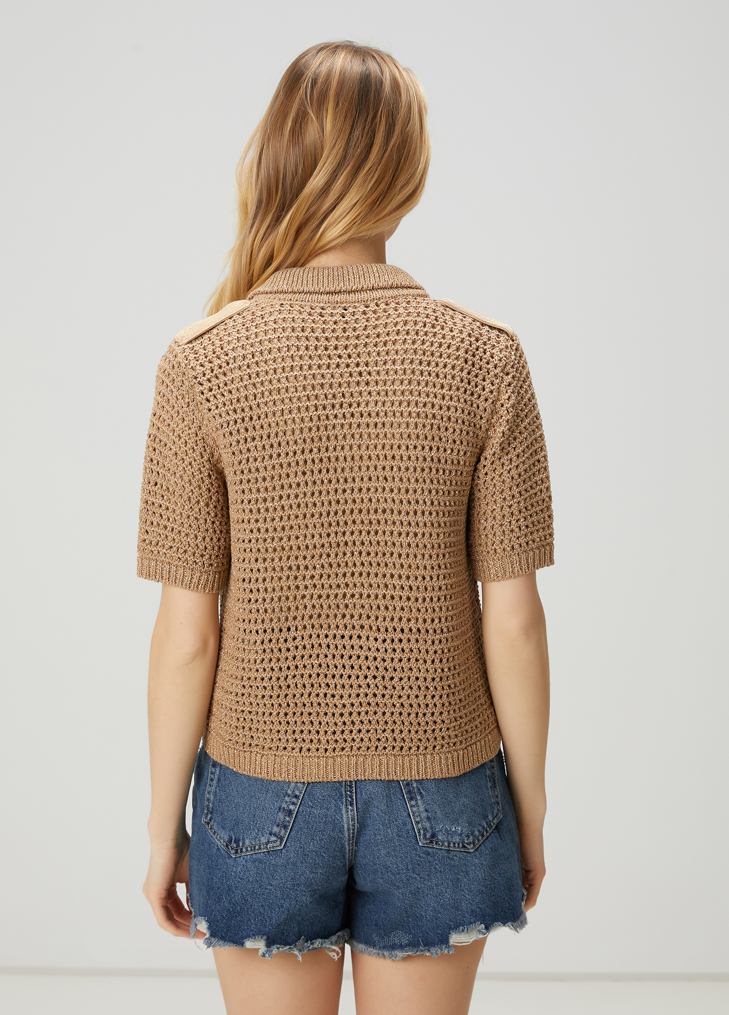 Gold Ajurlu Polo Hırka_4