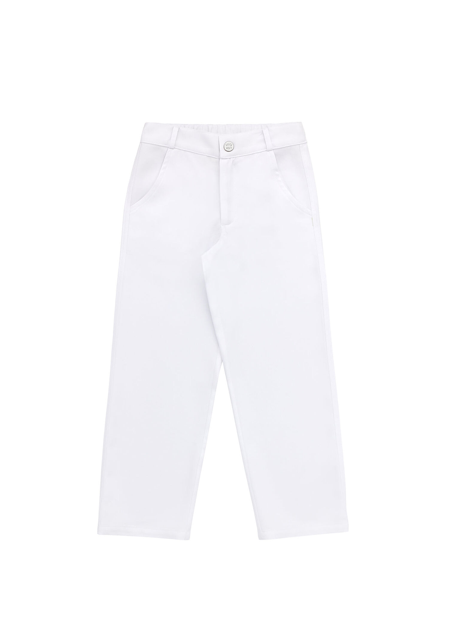 Breeze Beyaz Tencel Düz Paça Unisex Çocuk Pantolon