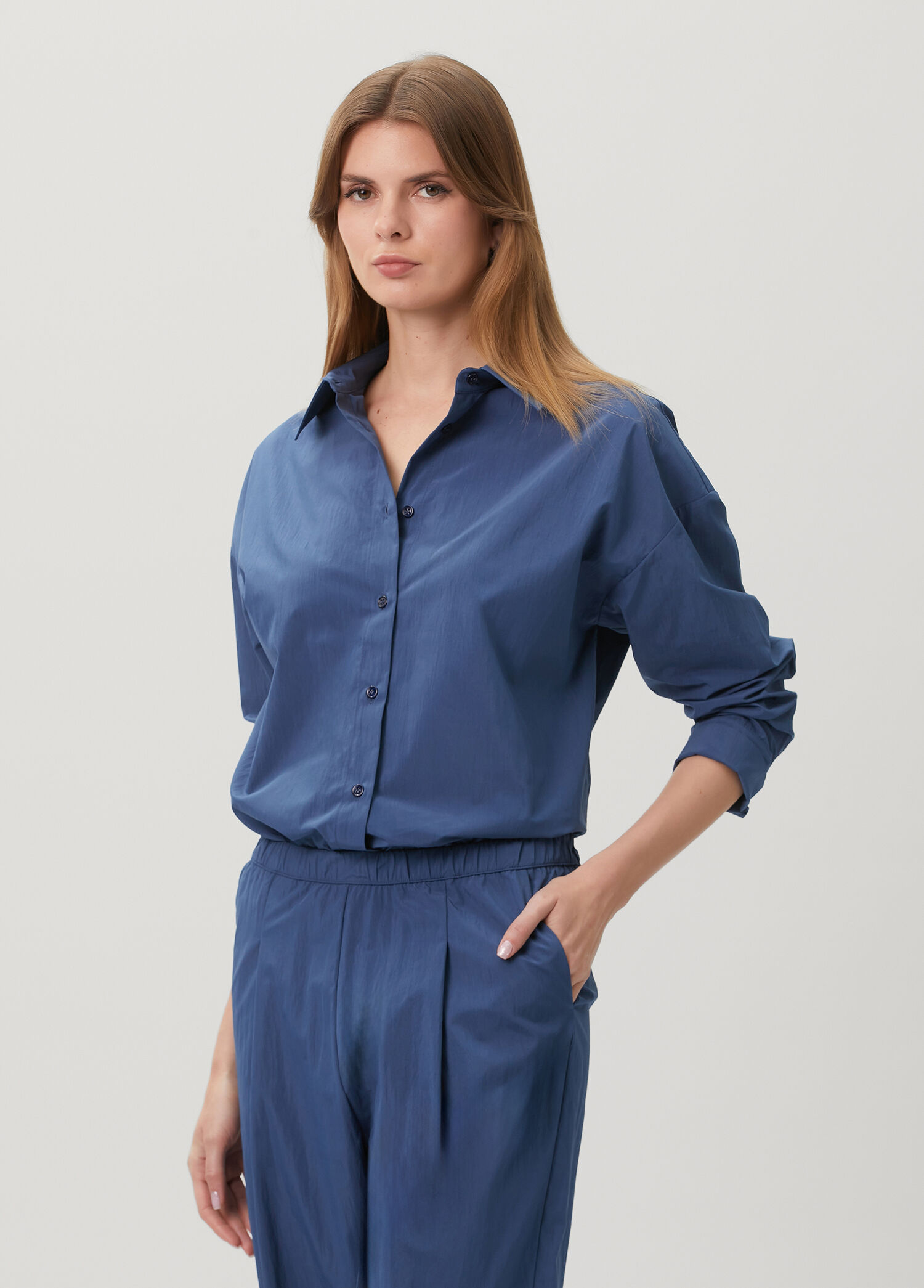 Terry Mavi Oversize Gömlek