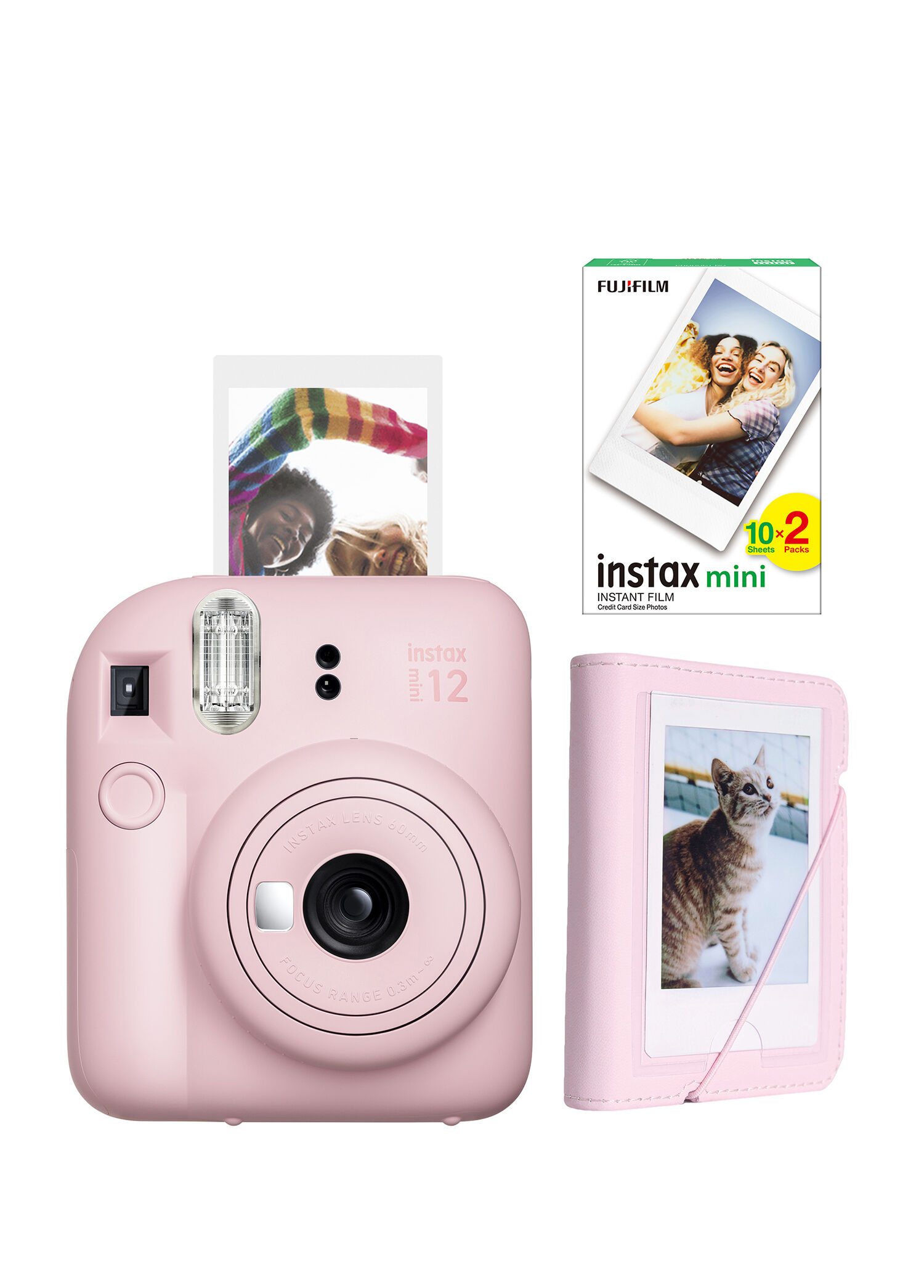 Instax Mini 12 Pembe Fotoğraf Makinesi + 20'li Film ve Mini Albüm Seti