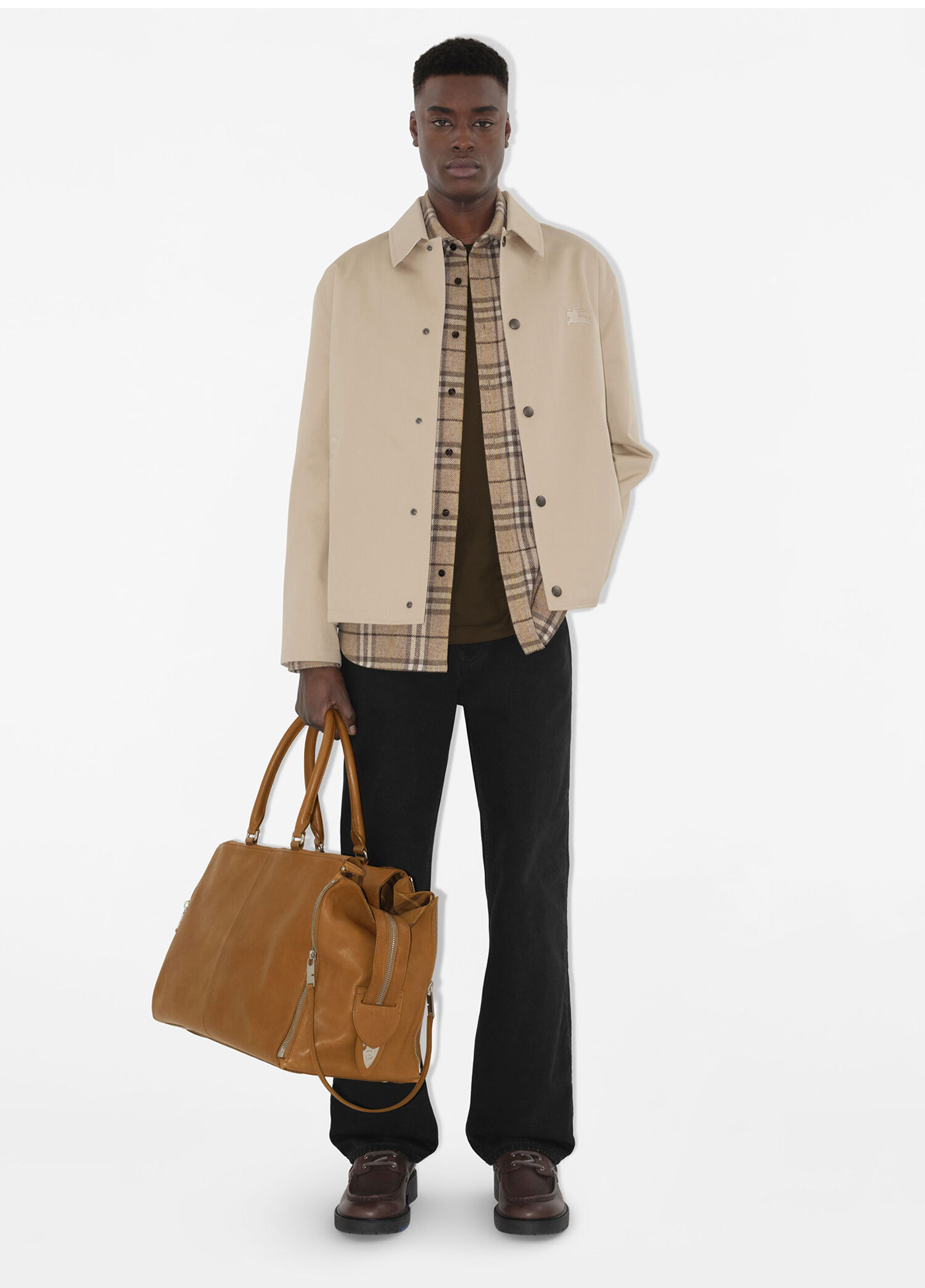 Burberry Krem Erkek Tec Krem Rengi Gabardin Erkek Mont 1890778