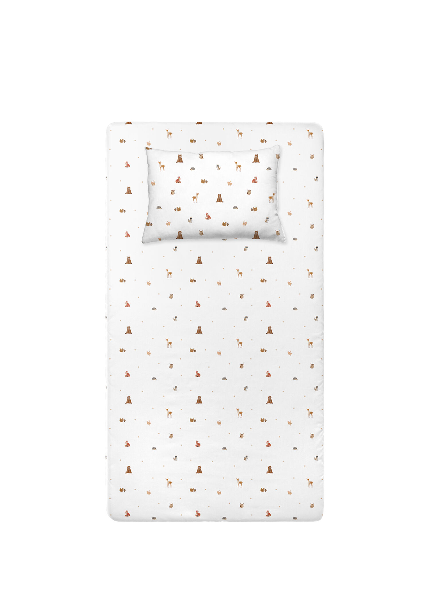Forest Amigos Pamuk Saten Bebek Lastikli Çarşaf ve Yastık Kılıfı Seti 70 x 140 cm + 35 x 45 cm