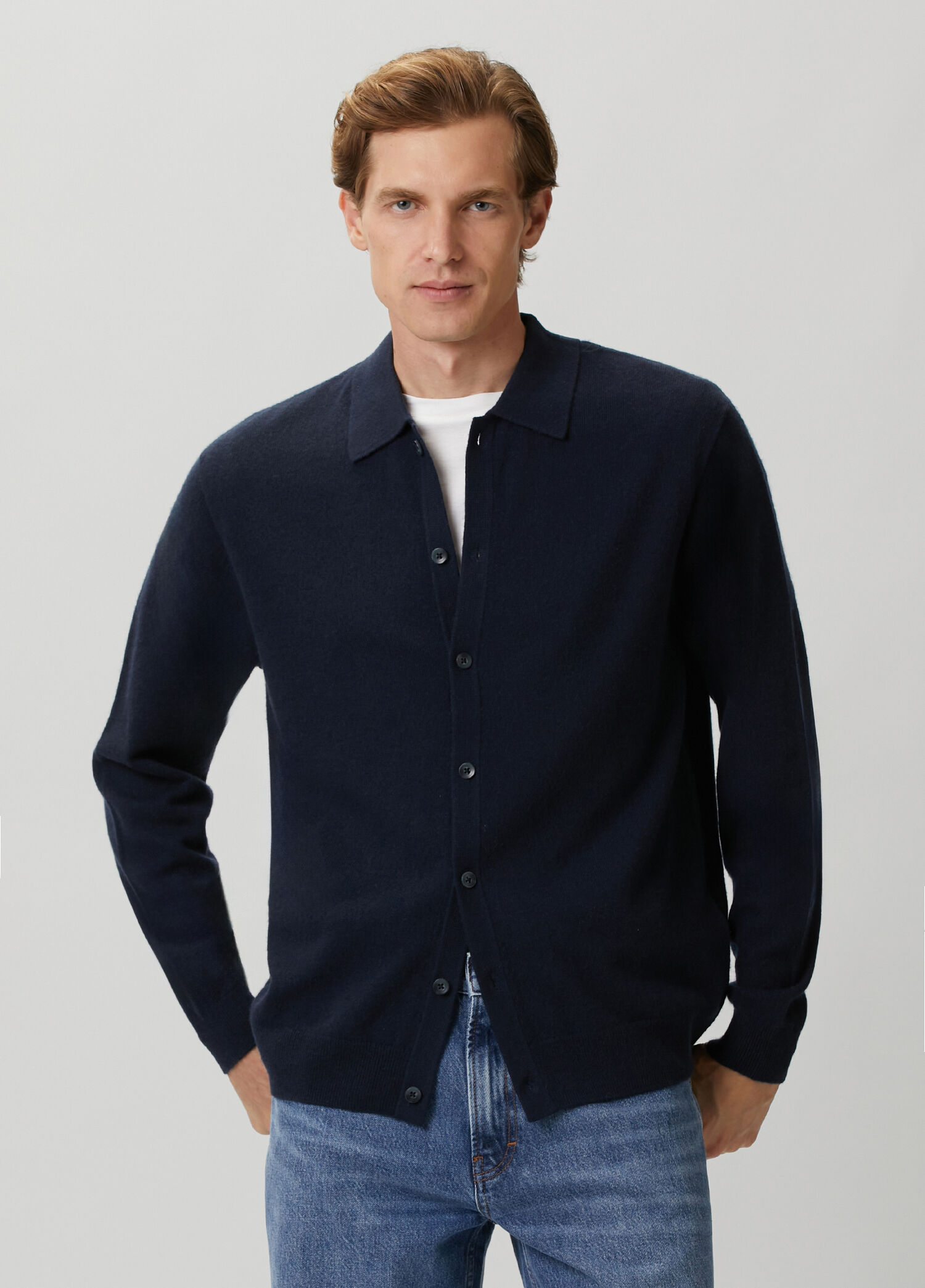 P 7 For All Mankind Lacivert Polo Yaka Kasmir Kazak