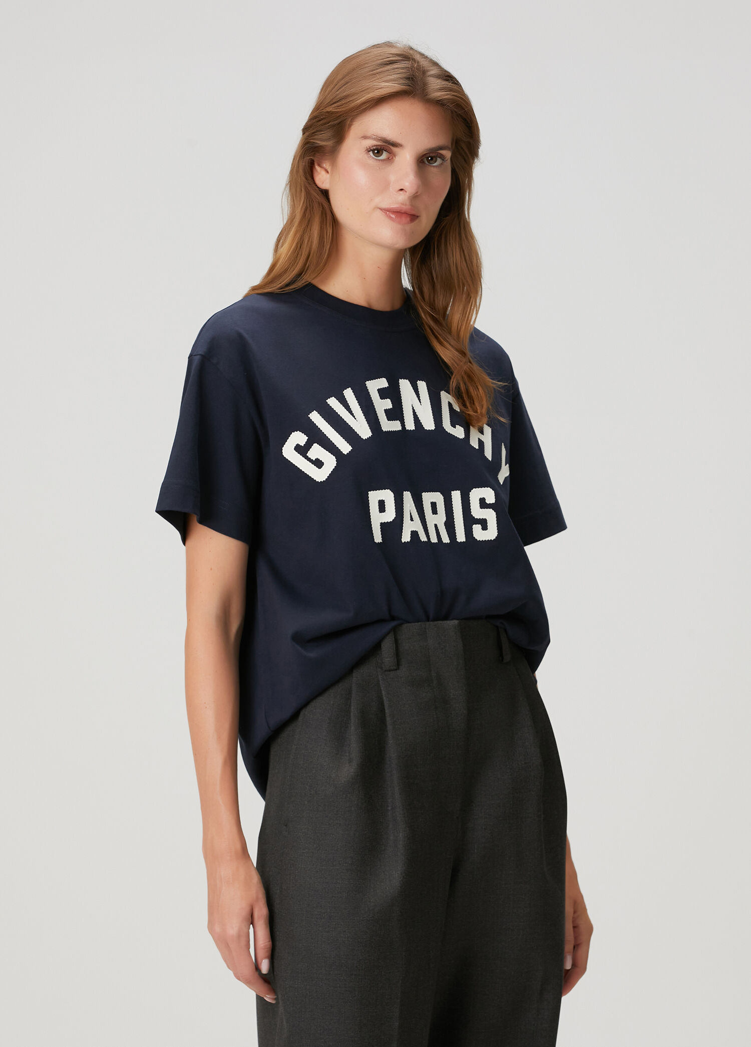 Boxy Fit Lacivert Logolu T-shirt