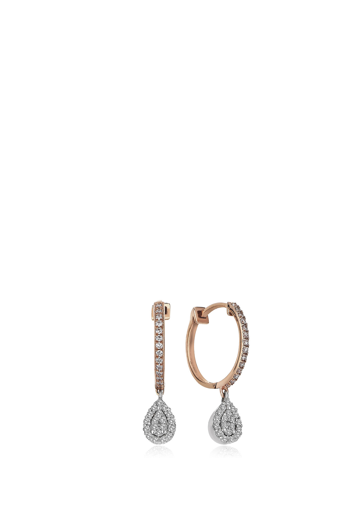 Damla Pırlanta Taşlı 14 Ayar Rose Gold Kadın Altın Küpe
