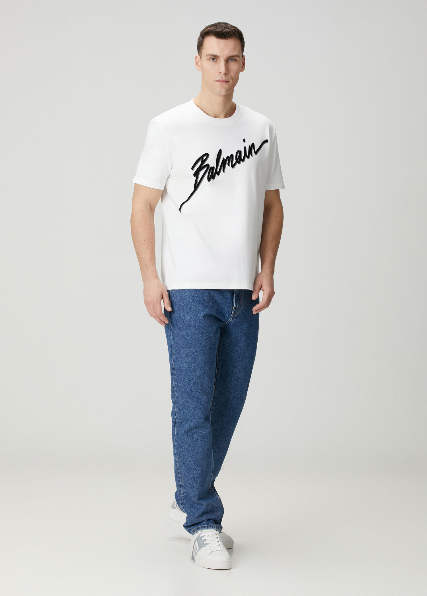 Balmain Beyaz Erkek Siyah Logo Baskılı T-shirt 1878465 | Beymen