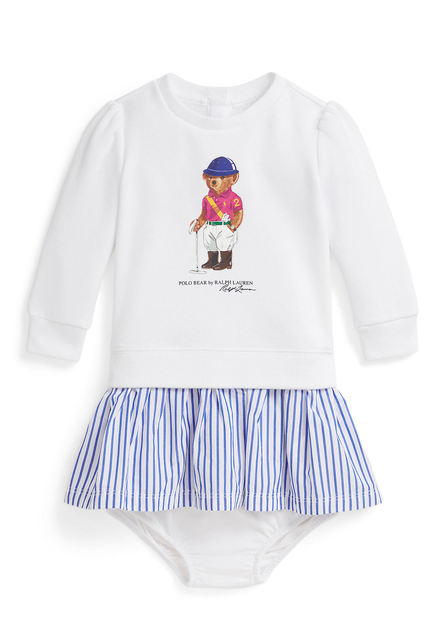 Polo Bear Beyaz Kız Bebek Elbise