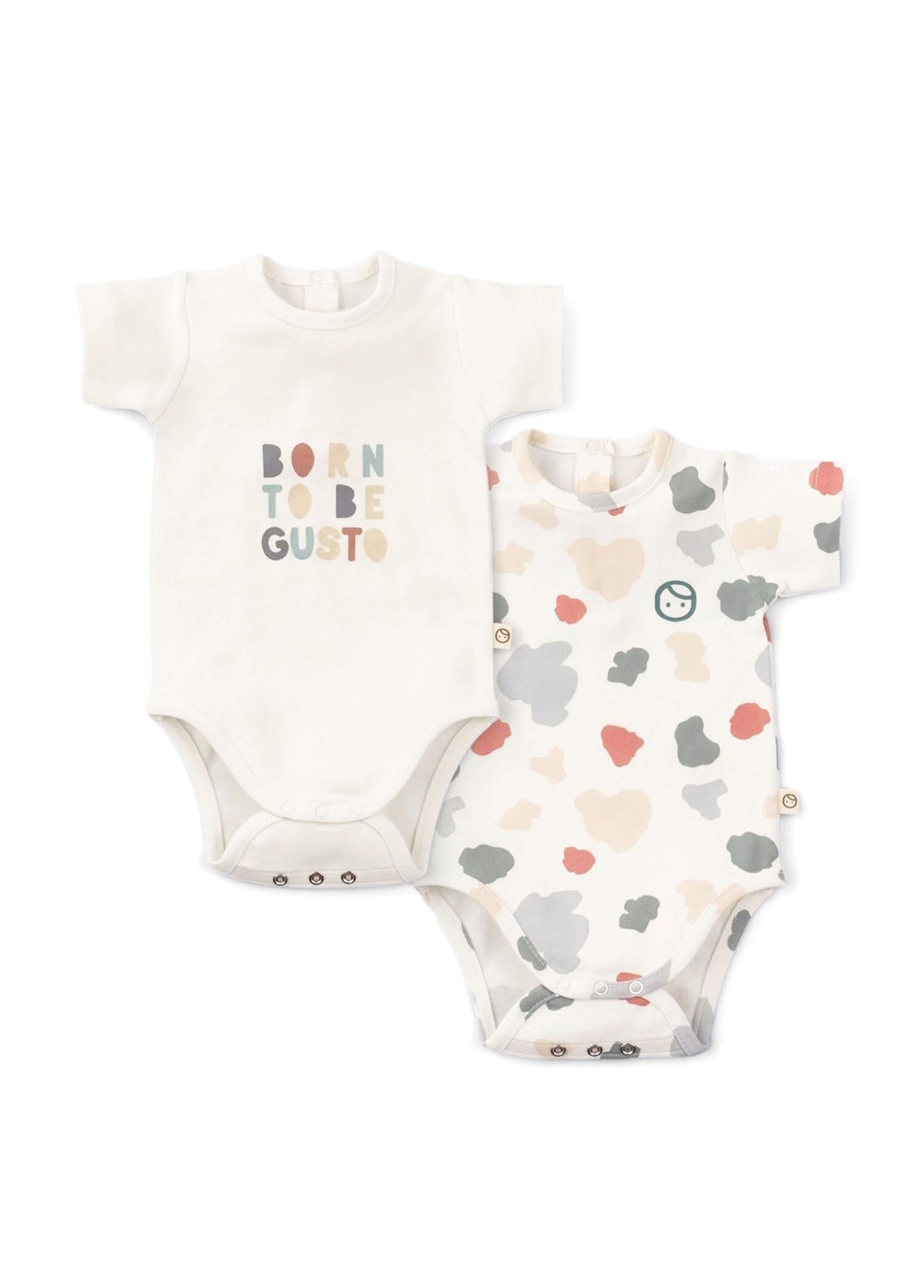 Animal Desenli Organik Pamuk Kısa Kollu Unisex Bebek 2'li Body Seti