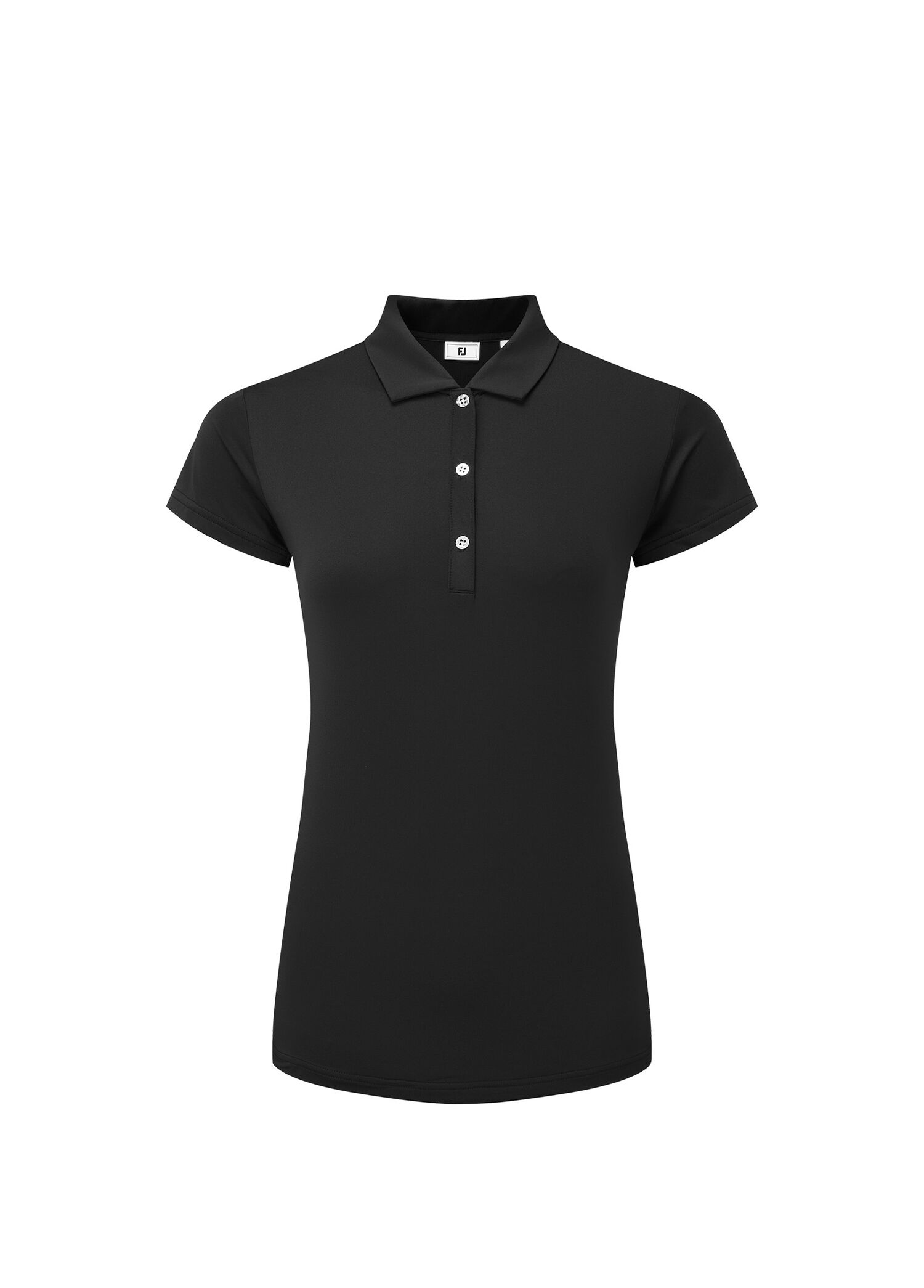 Cap Sleeve Lisle Siyah Kısa Kollu Kadın Golf T-Shirt