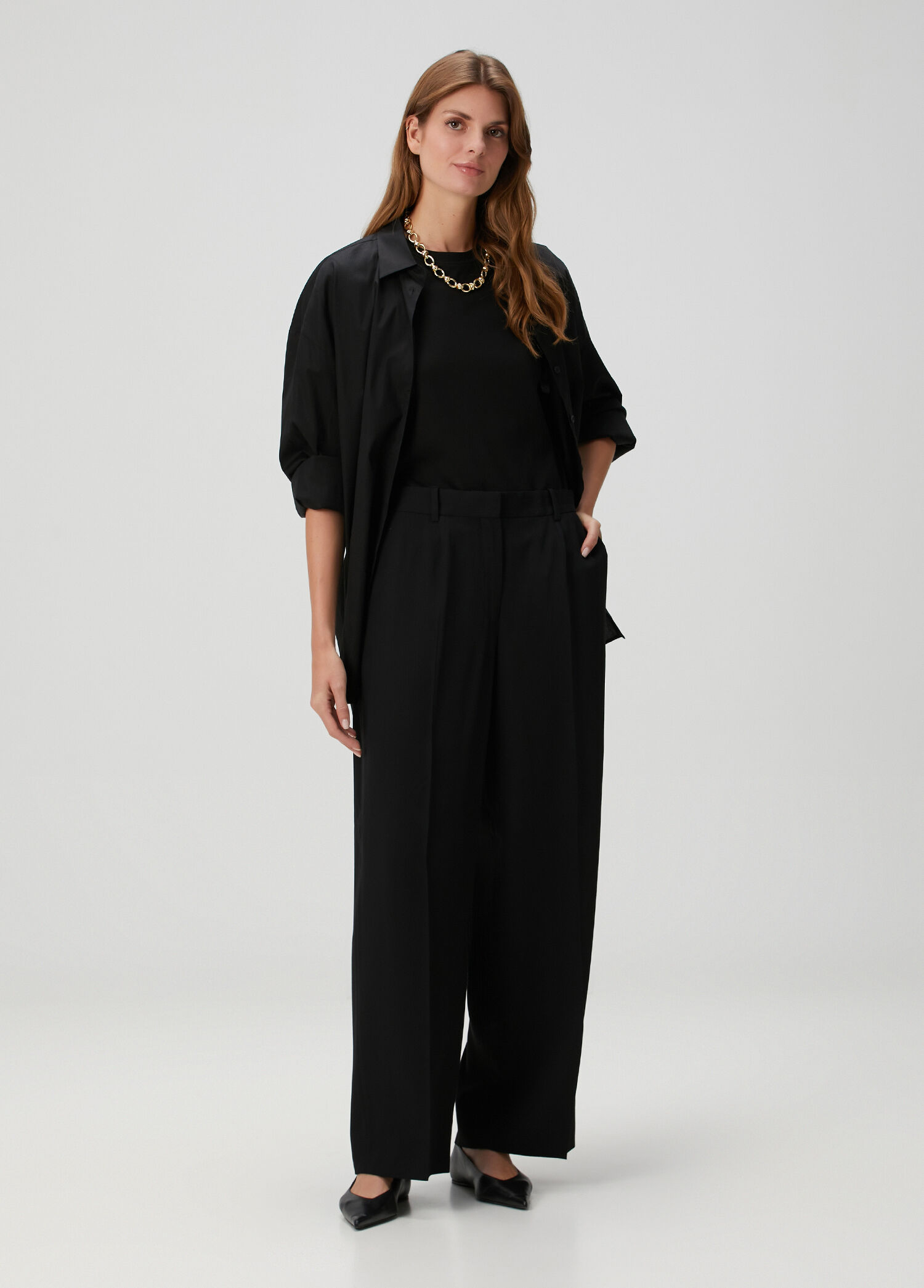 Siyah Wide Leg Pantolon