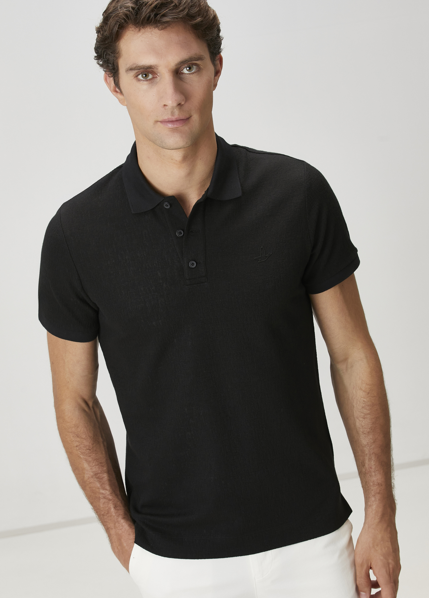 Comfort Fit Siyah Polo Yaka T-shirt_3