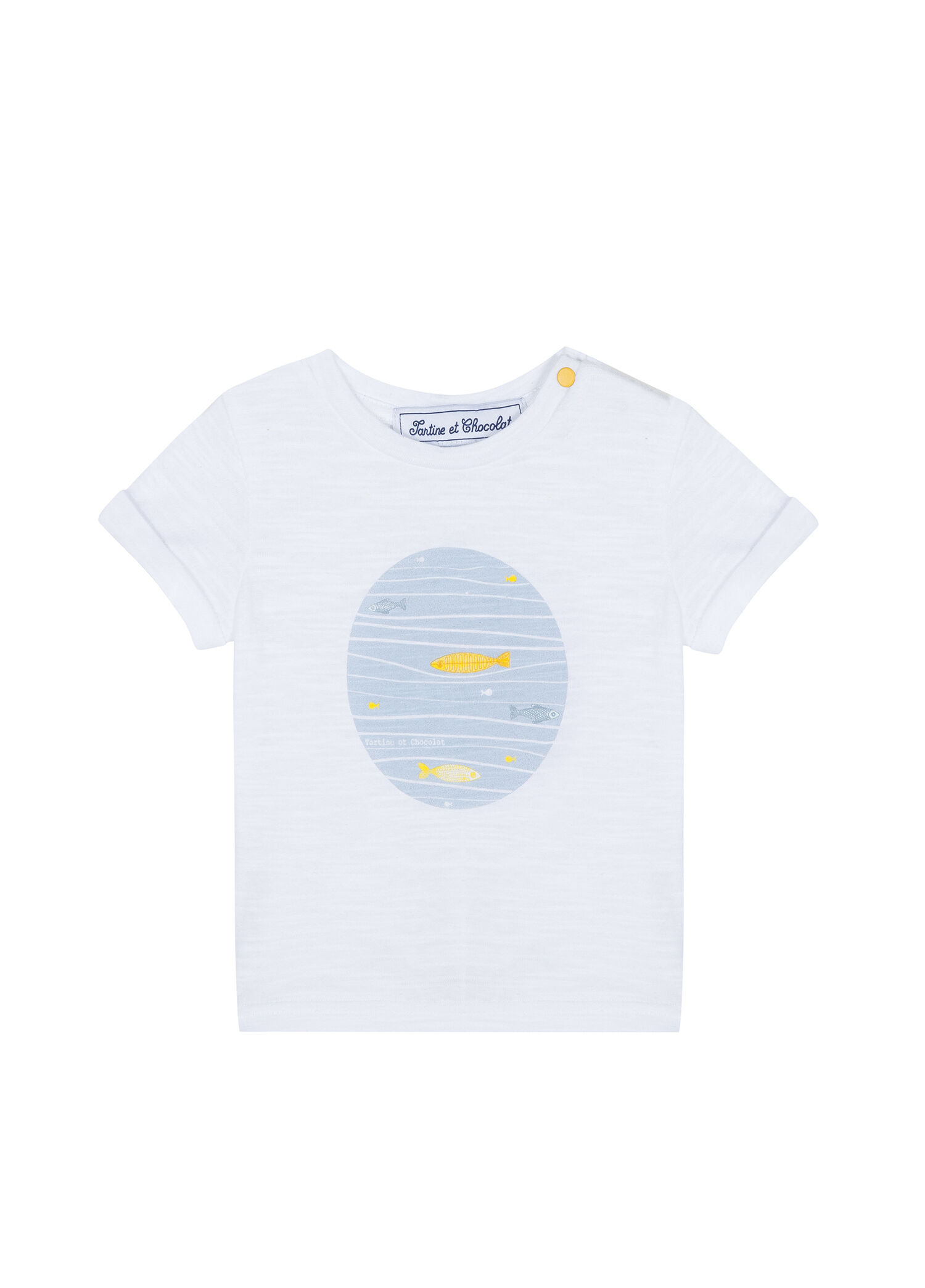 Beyaz Baskılı Kısa Kollu Erkek Bebek T-shirt